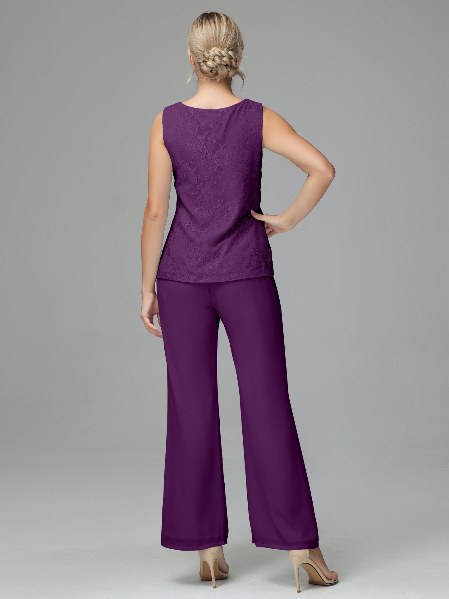 Long Sleeves Chiffon Lace Mother Of The Bride Dress Pants Suits
