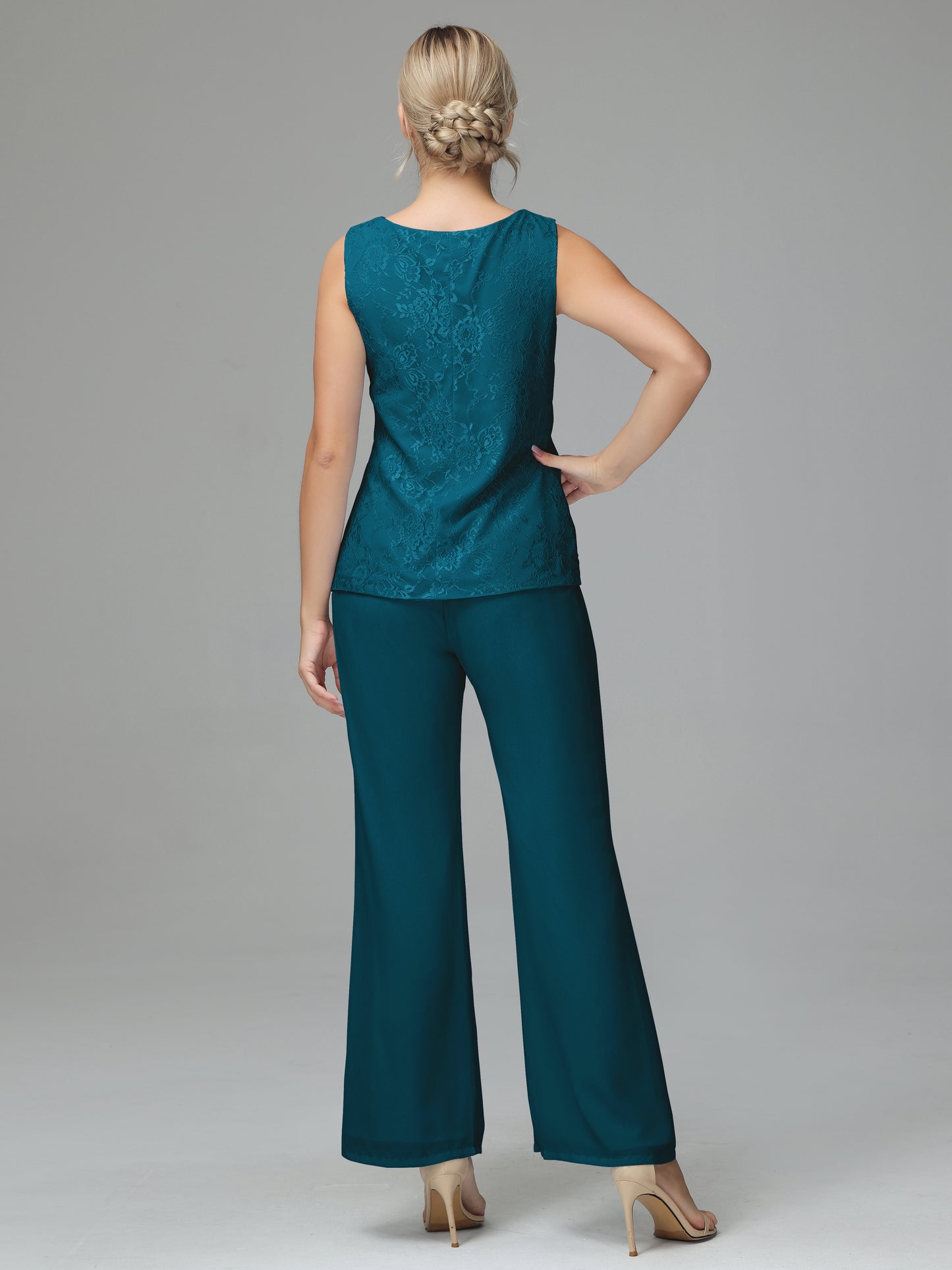Long Sleeves Chiffon Lace Mother Of The Bride Dress Pants Suits