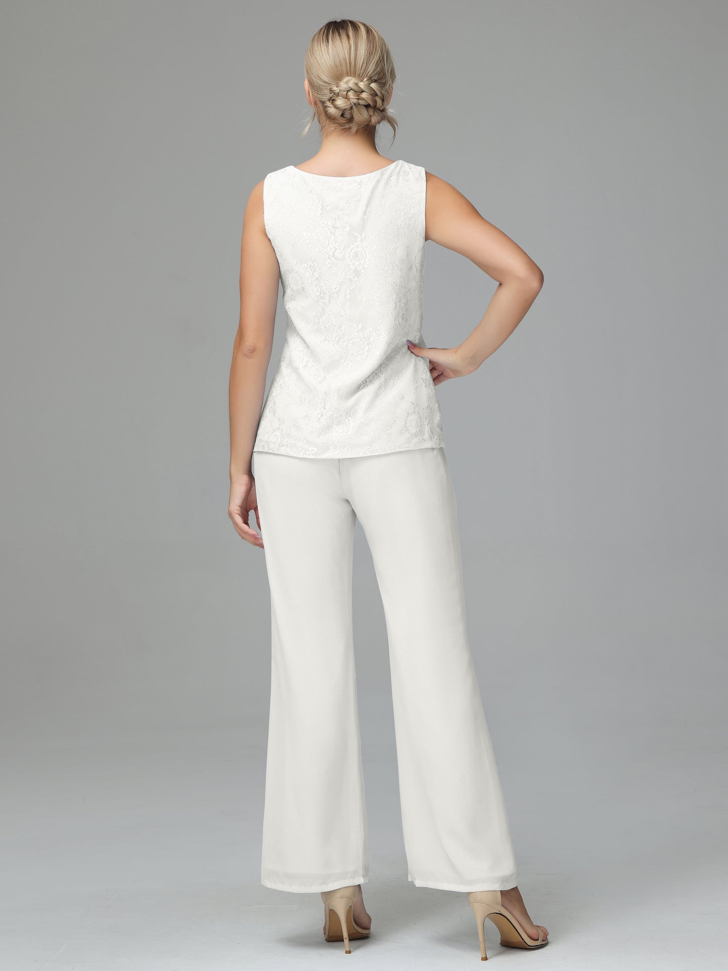 Long Sleeves Chiffon Lace Mother Of The Bride Dress Pants Suits