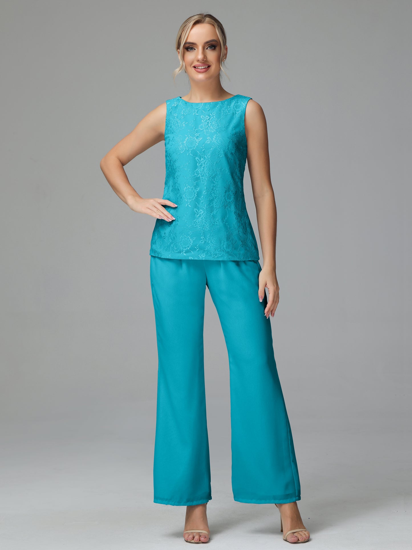 Long Sleeves Chiffon Lace Mother Of The Bride Dress Pants Suits