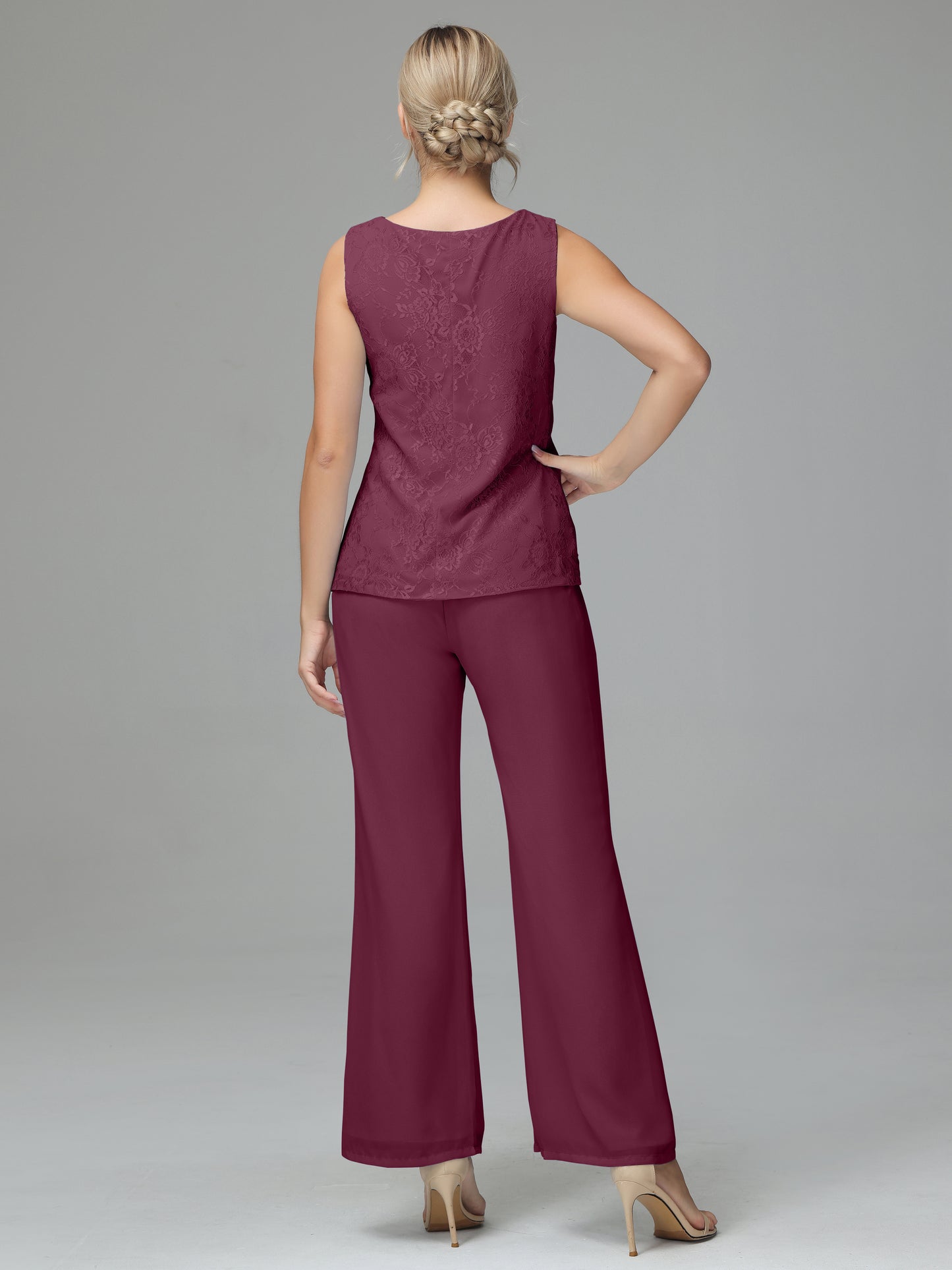 Long Sleeves Chiffon Lace Mother Of The Bride Dress Pants Suits