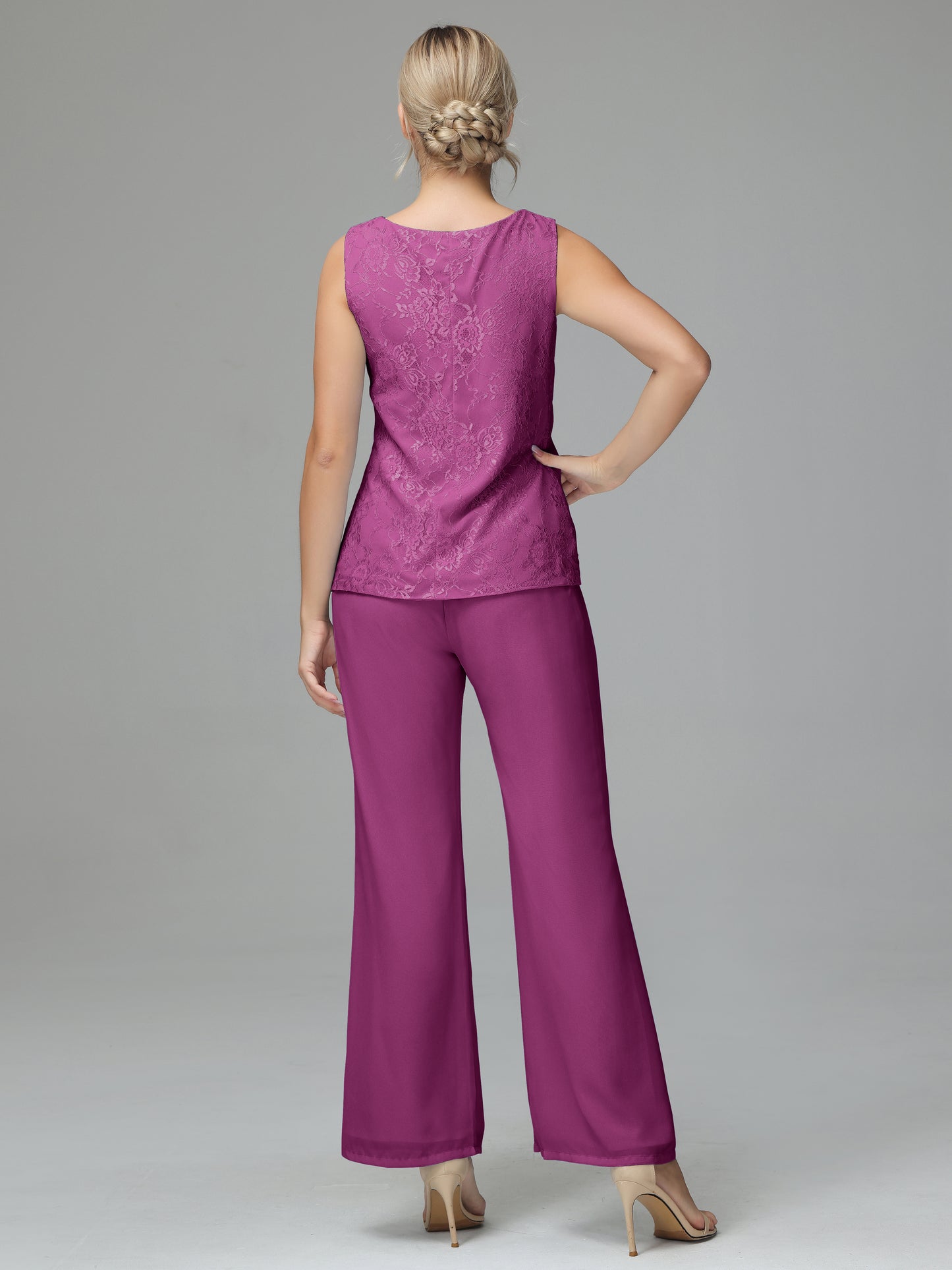 Long Sleeves Chiffon Lace Mother Of The Bride Dress Pants Suits
