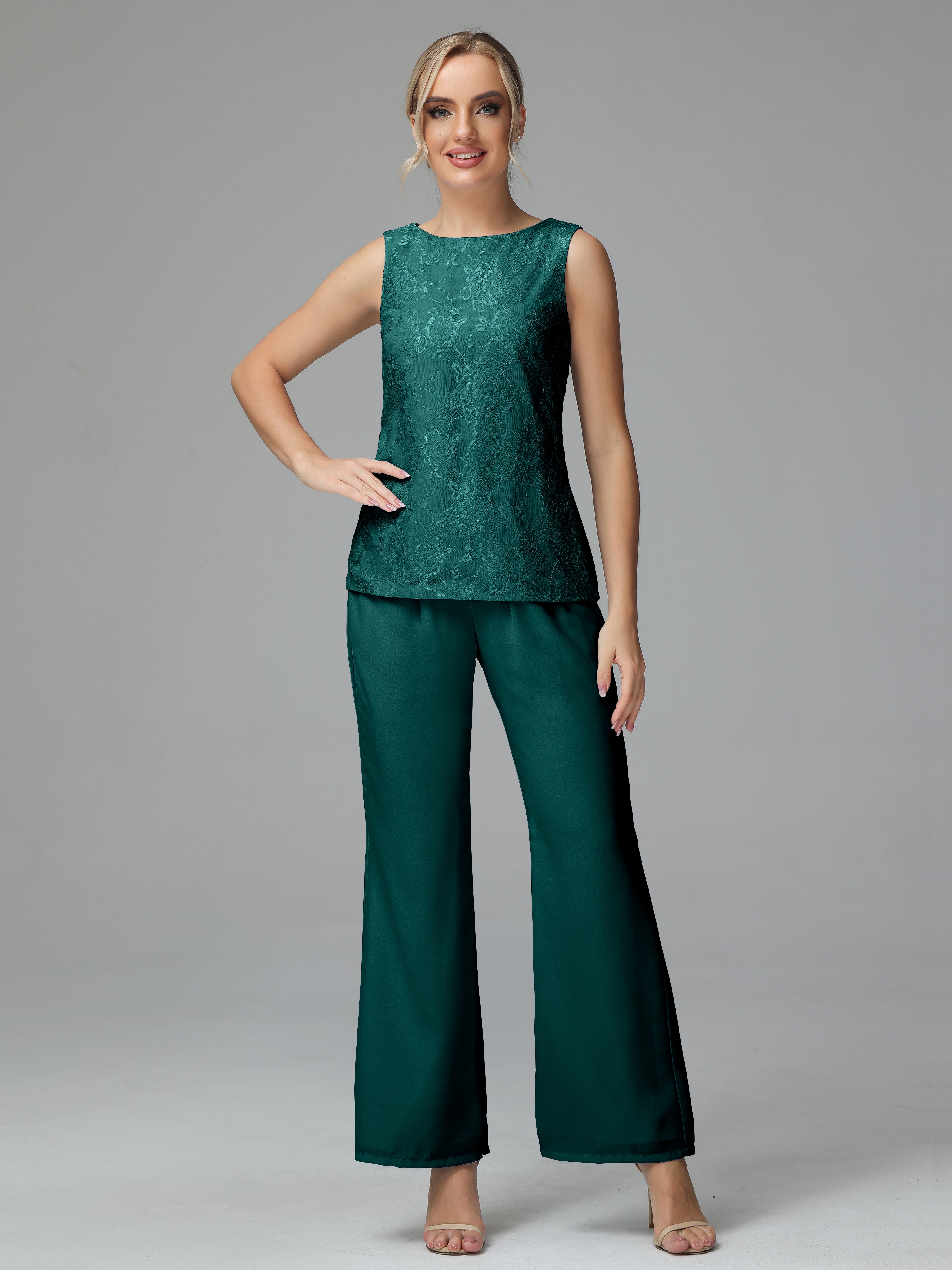 Long Sleeves Chiffon Lace Mother Of The Bride Dress Pants Suits