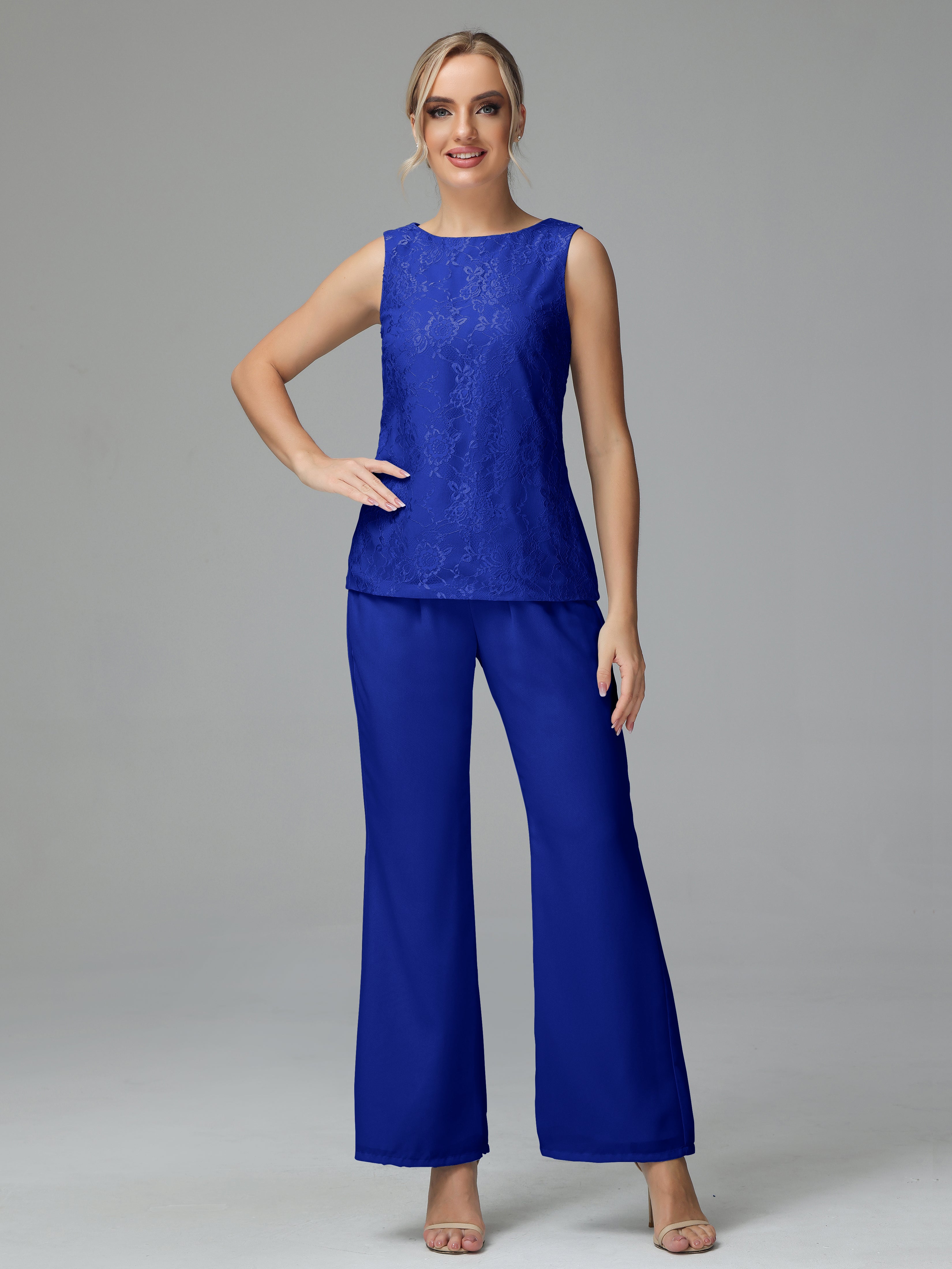 Long Sleeves Chiffon Lace Mother Of The Bride Dress Pants Suits