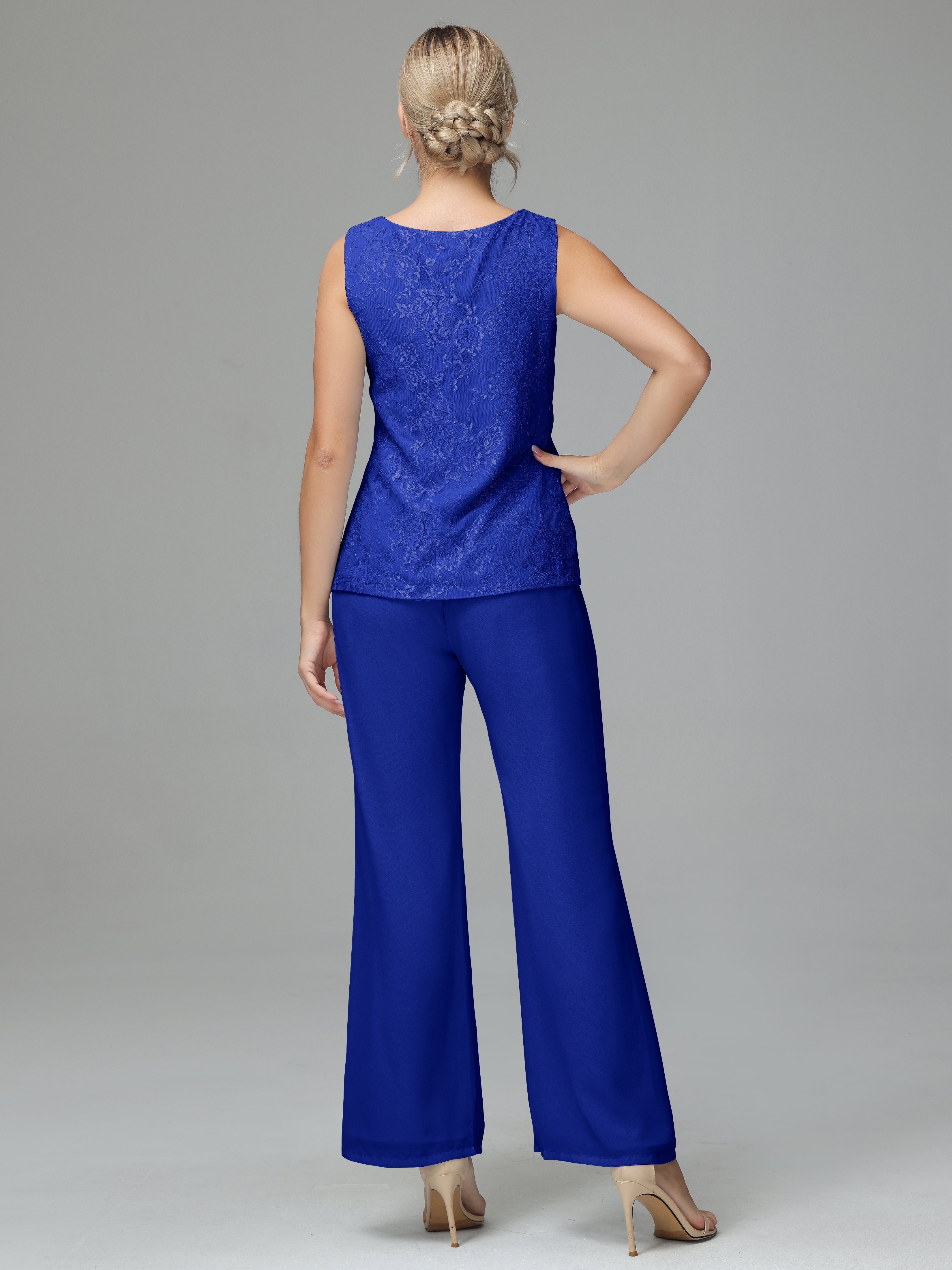 Long Sleeves Chiffon Lace Mother Of The Bride Dress Pants Suits