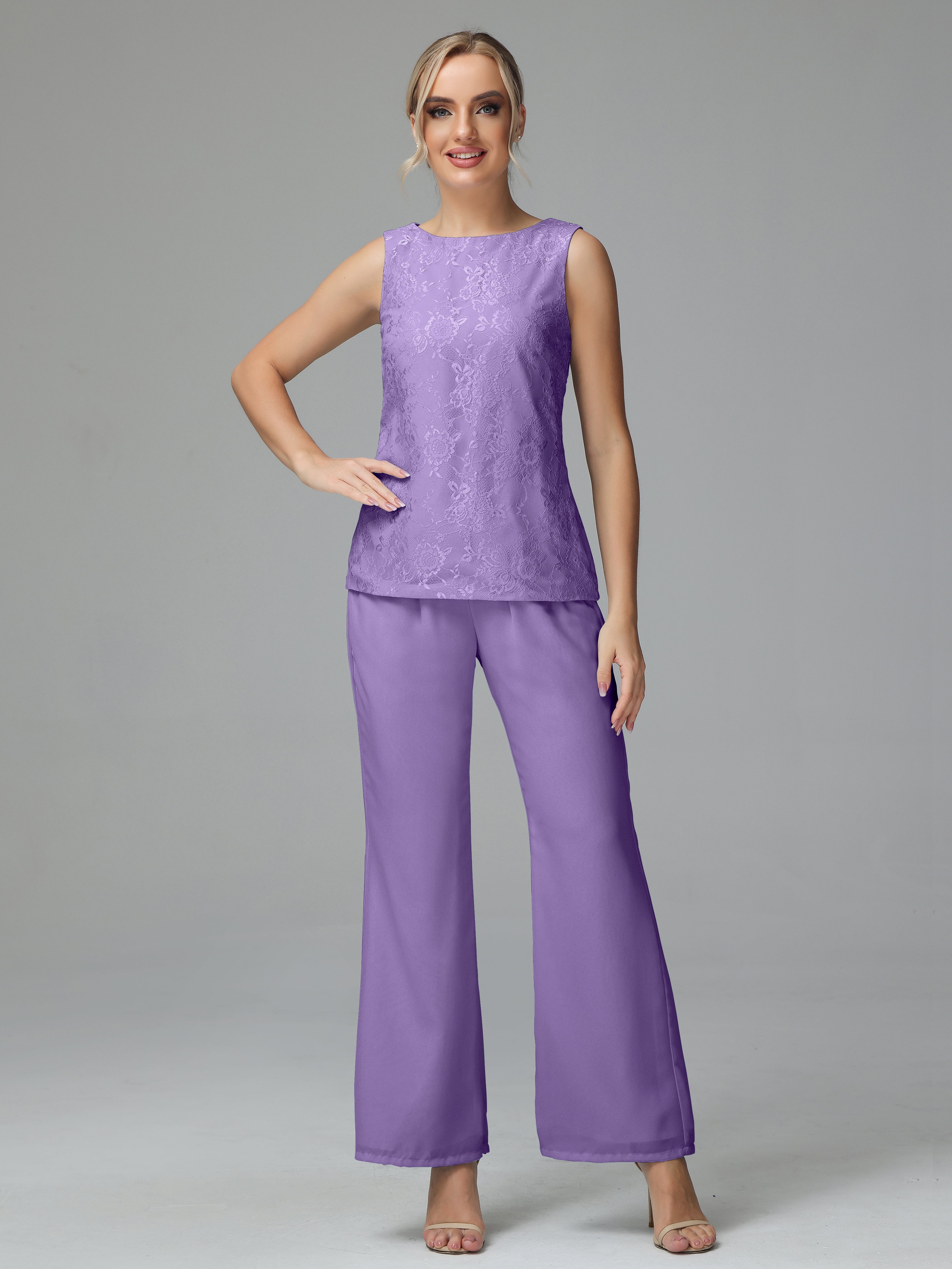 Long Sleeves Chiffon Lace Mother Of The Bride Dress Pants Suits