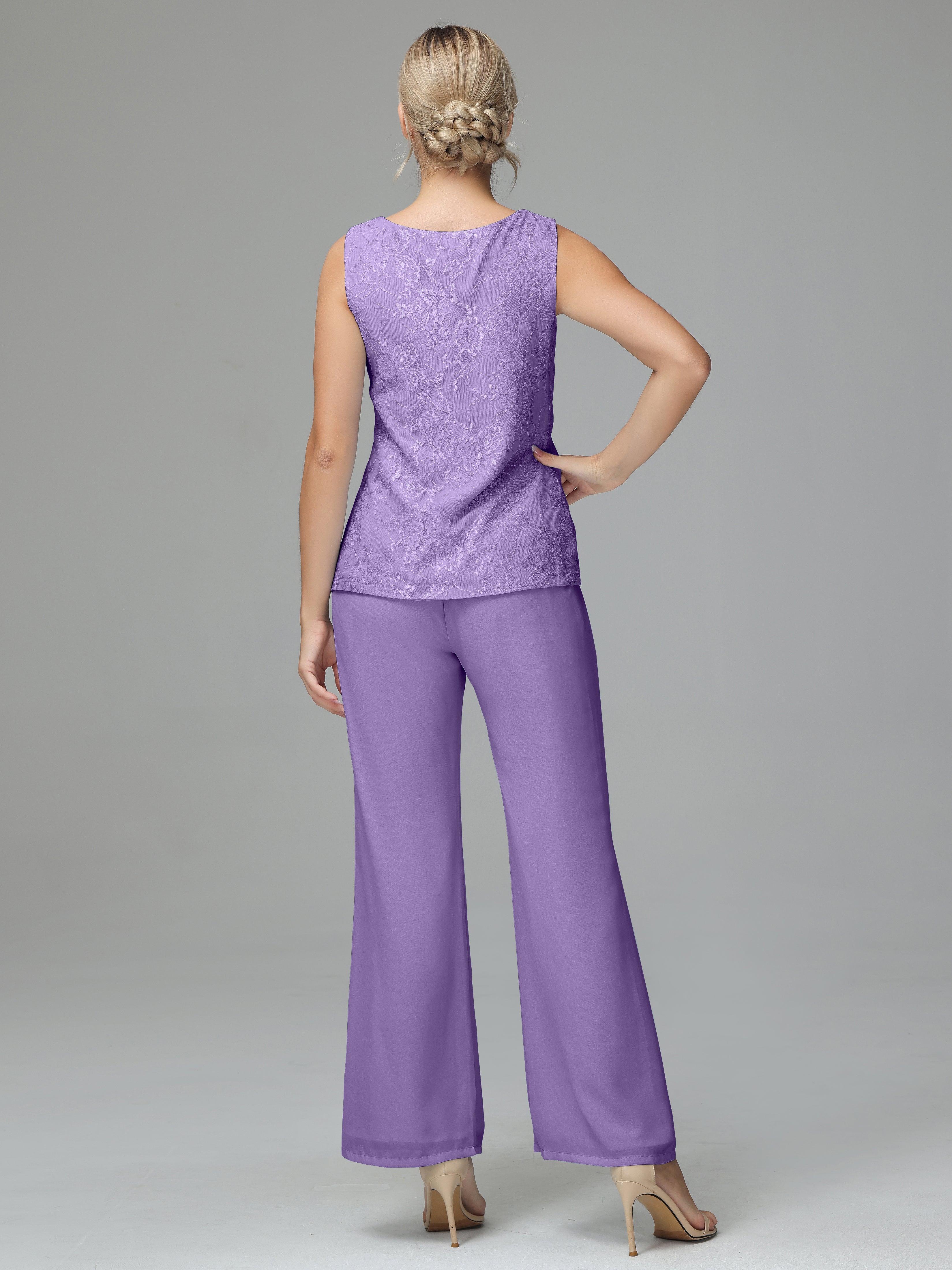 Long Sleeves Chiffon Lace Mother Of The Bride Dress Pants Suits