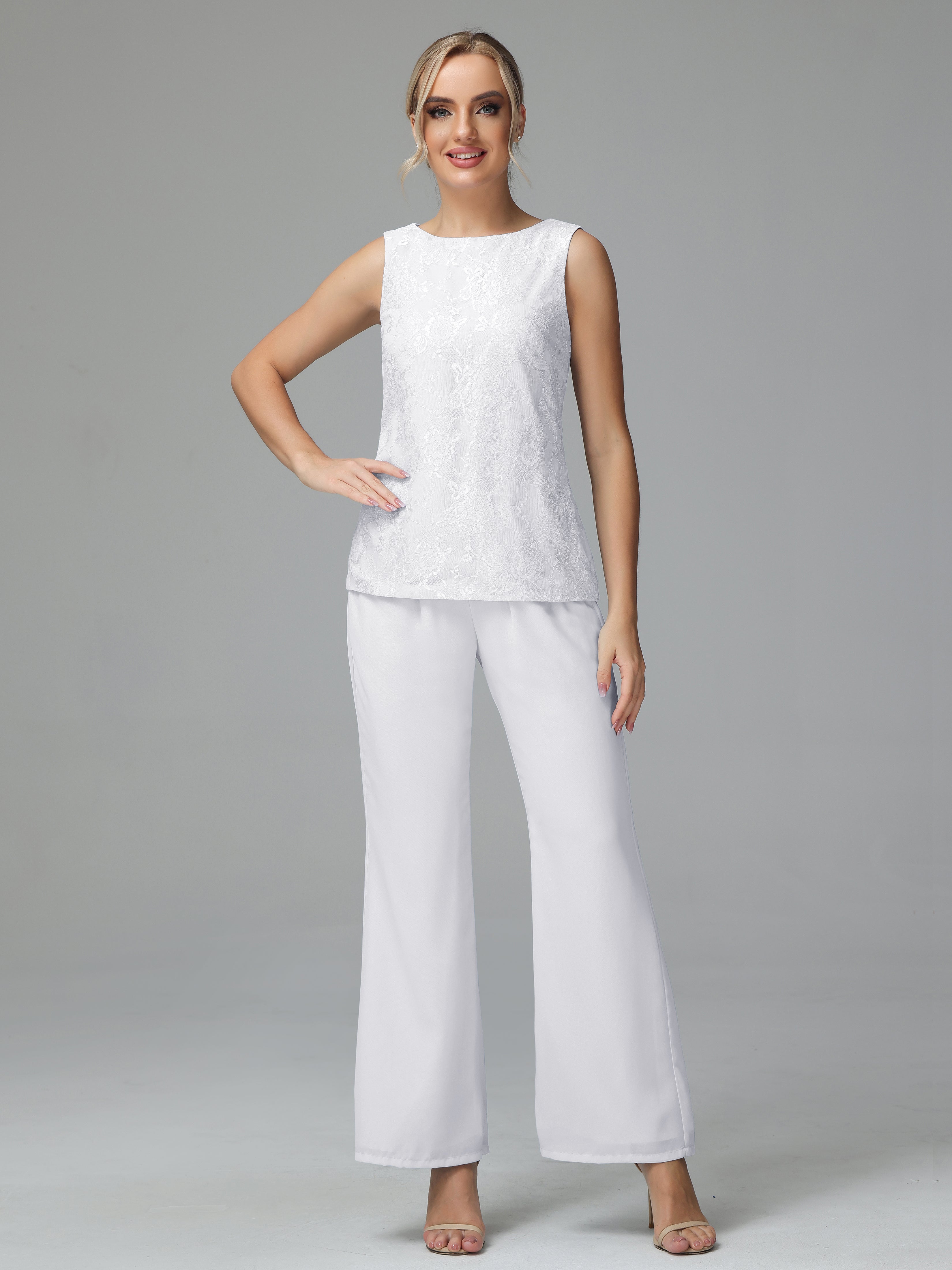 Long Sleeves Chiffon Lace Mother Of The Bride Dress Pants Suits