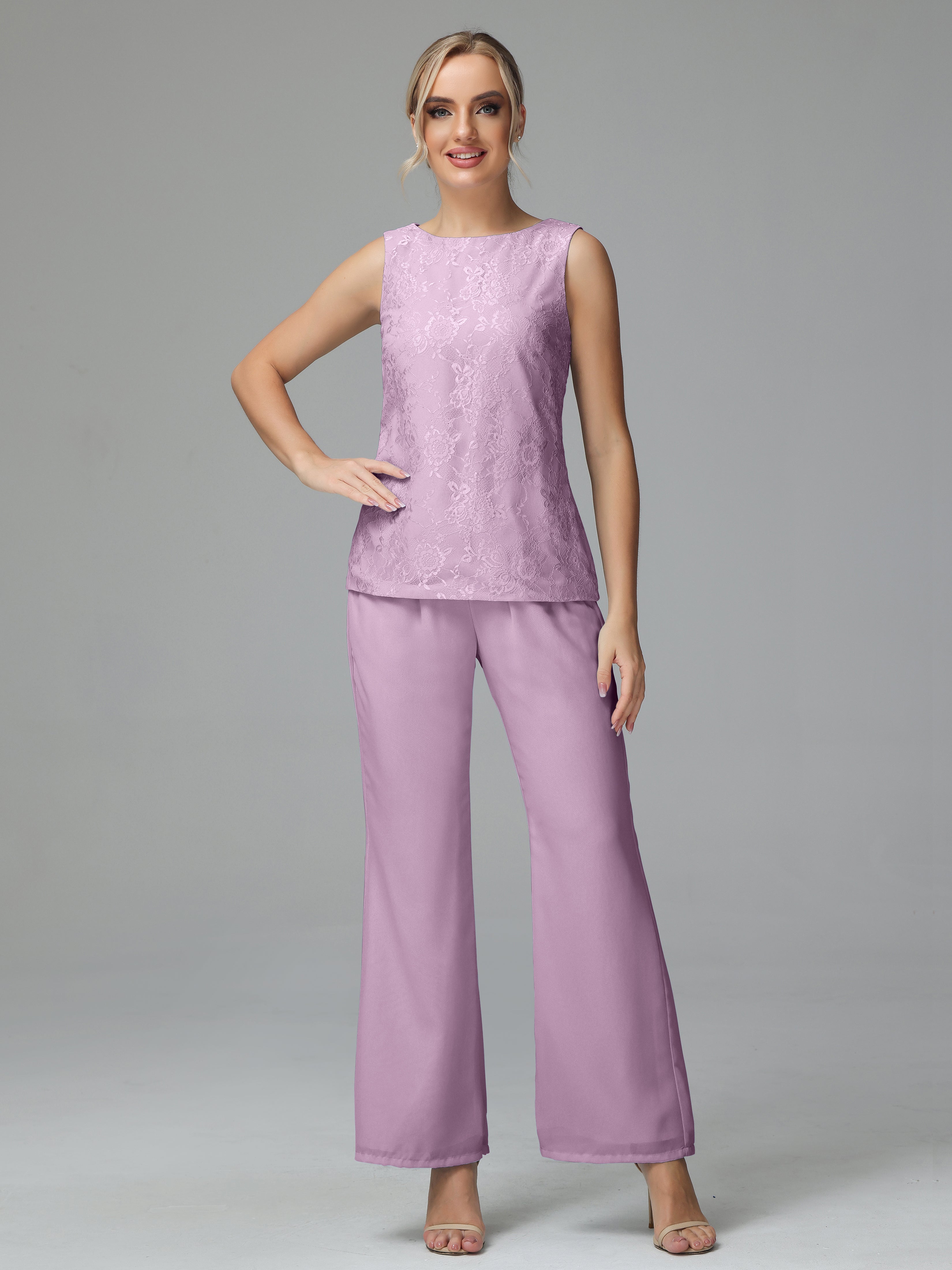 Long Sleeves Chiffon Lace Mother Of The Bride Dress Pants Suits