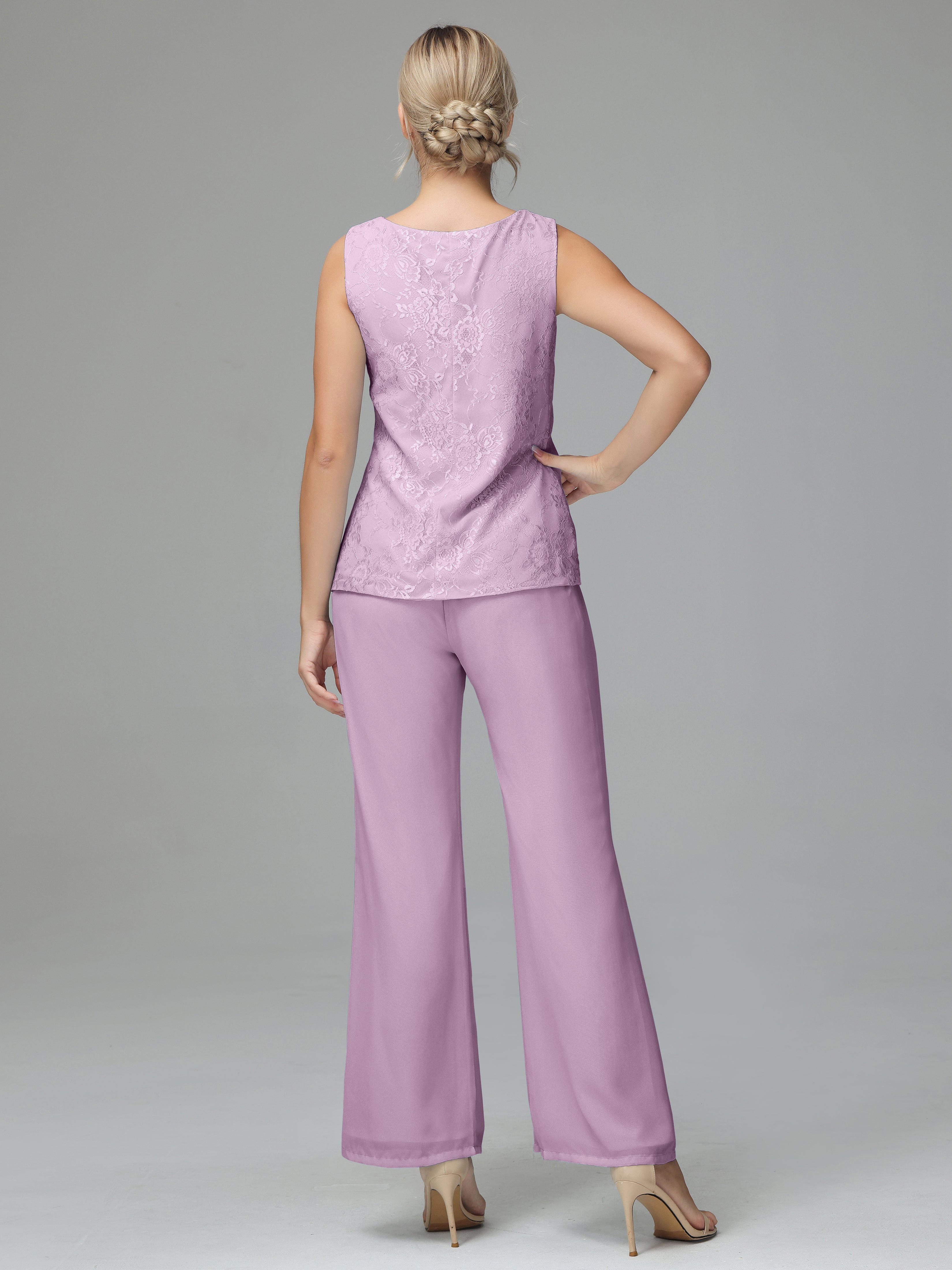 Long Sleeves Chiffon Lace Mother Of The Bride Dress Pants Suits