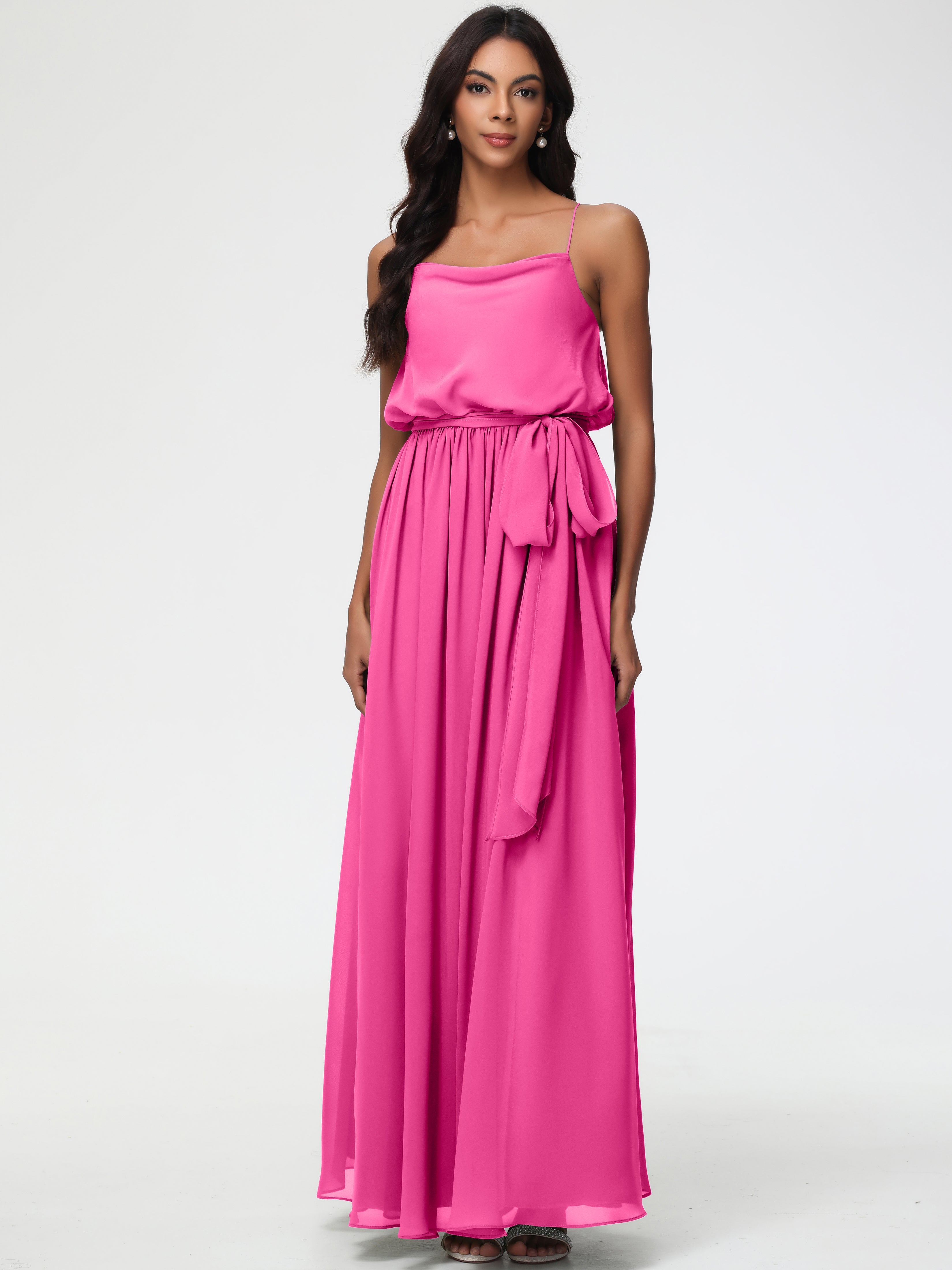 Bridesmaid Dresses Azalea A-Line Spaghetti Straps Cowl Back Floor Length Chiffon Bridesmaid Dresses with Split and Belt Bridesmaid Dresses Azalea A-Line Spaghetti Straps Cowl Back Floor Length Chiffon Bridesmaid Dresses with Split and Belt