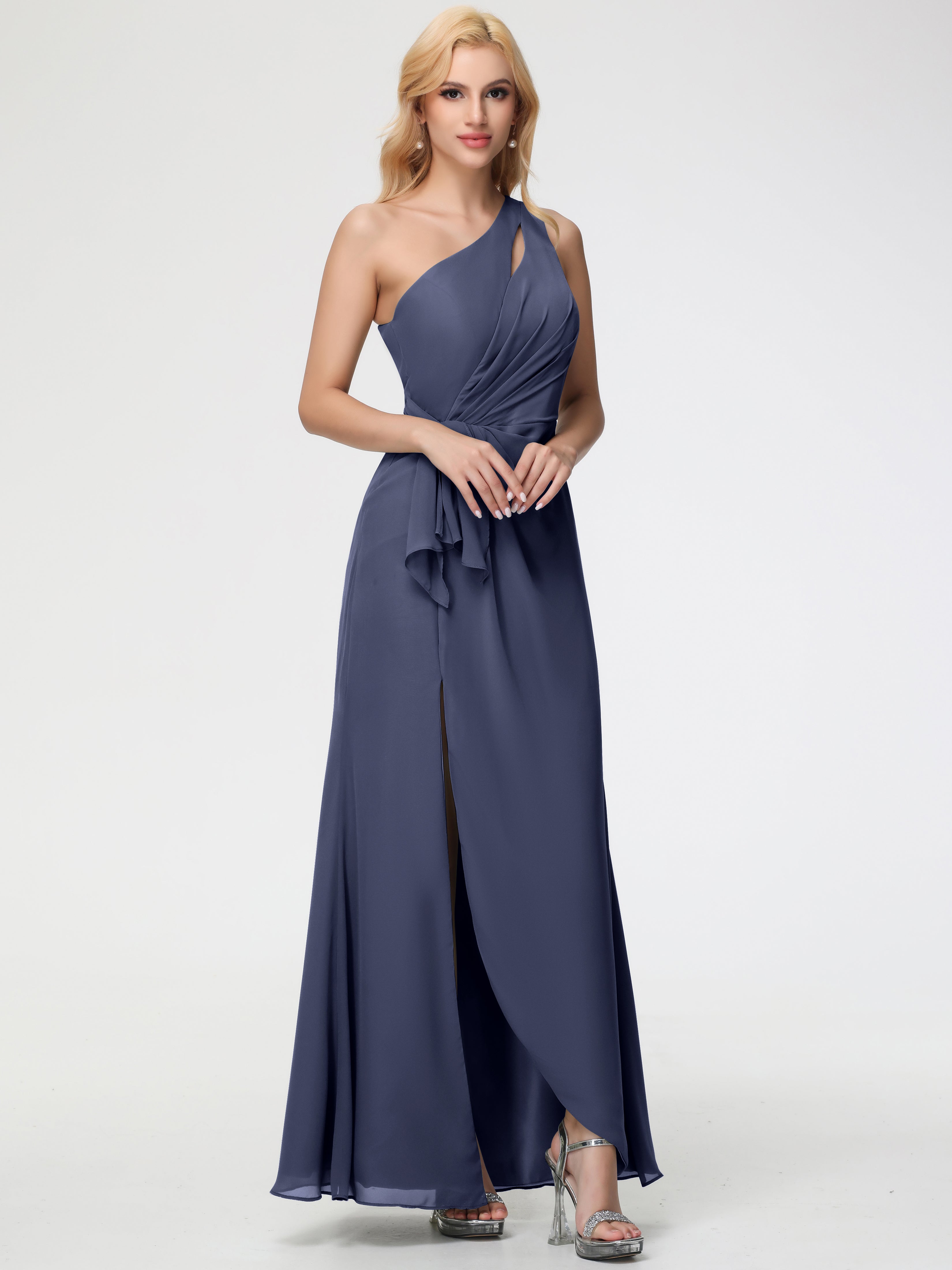 Stormy Bridesmaid Dress One Shoulder Sheath/Column Ruched Chiffon Bridesmaid Dresses with Slit Stormy Bridesmaid Dress One Shoulder Sheath/Column Ruched Chiffon Bridesmaid Dresses with Slit