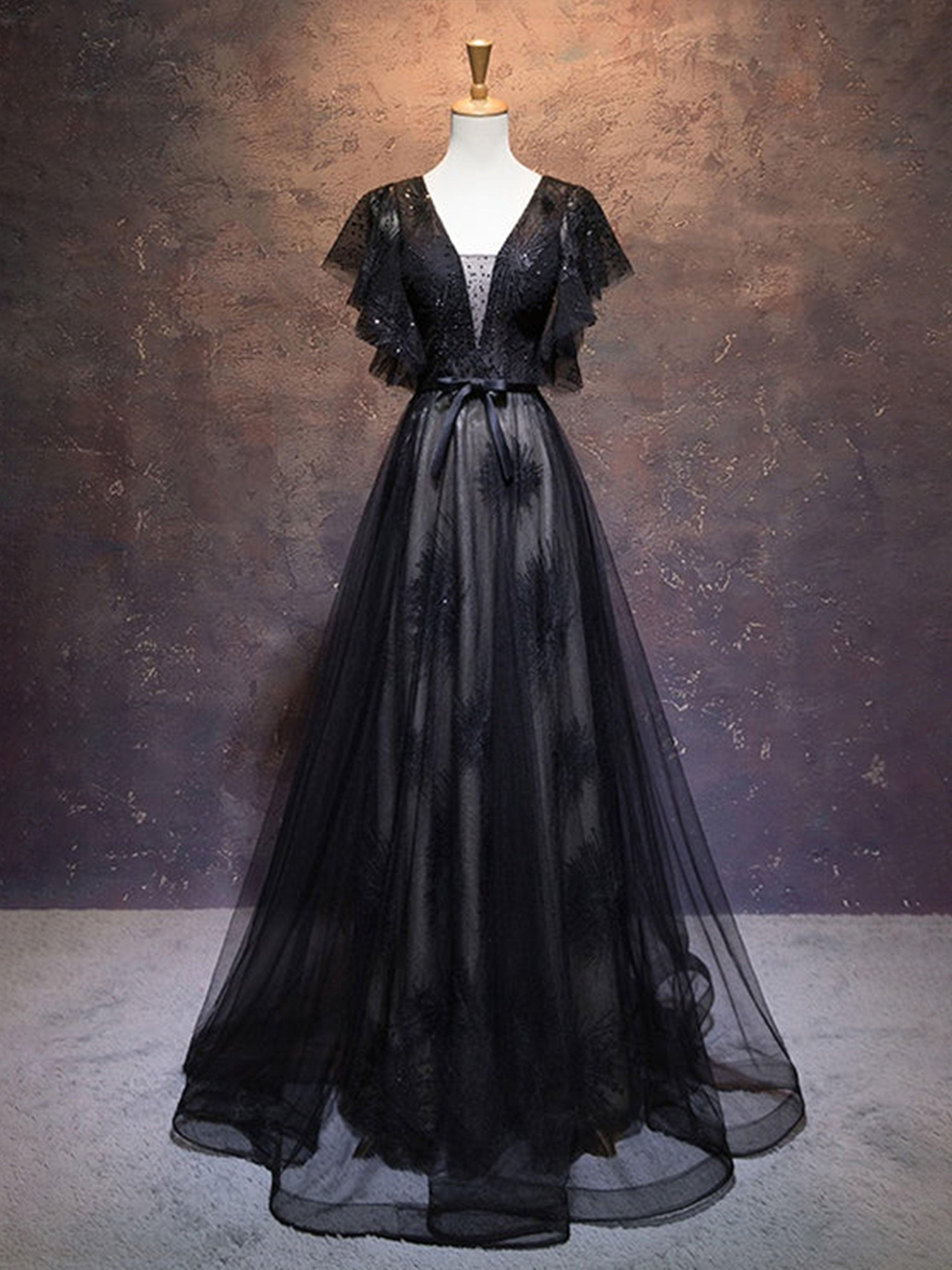 A-line V-neck Short Sleeves Beading Prom Dresses A-line V-neck Short Sleeves Beading Prom Dresses