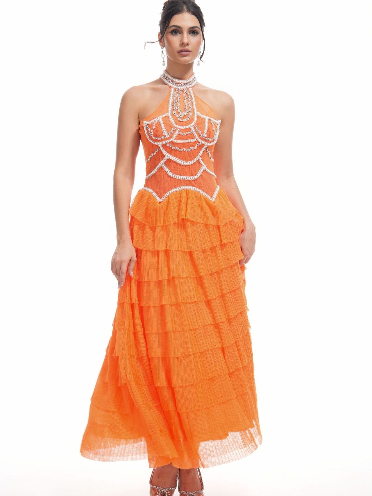 orange zip dress Ezra Textured Zipper Dress- Neon Orange