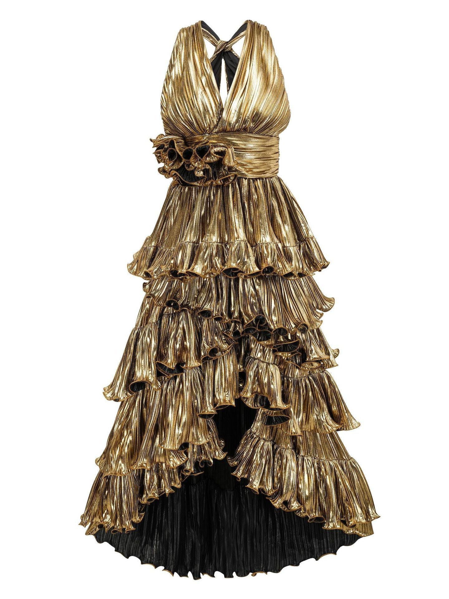Gold Halter V Neck Sleeveless Layers Sweep/Brush Train Formal Dress Gold Halter V Neck Sleeveless Layers Sweep/Brush Train Formal Dress