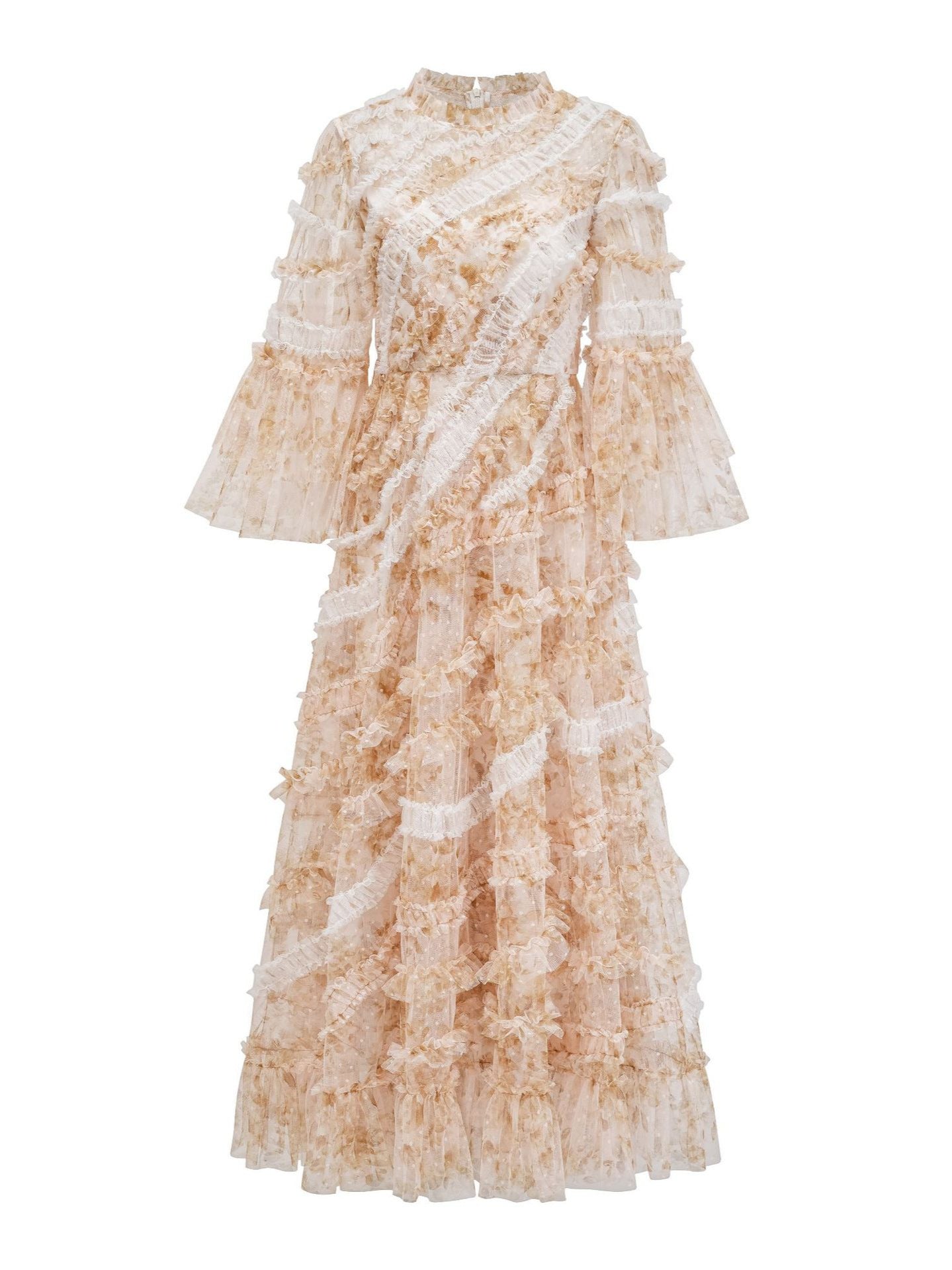 Ruffles Round Neck A Line 3/4 Length Sleeves Evening Formal Dress Ruffles Round Neck A Line 3/4 Length Sleeves Evening Formal Dress