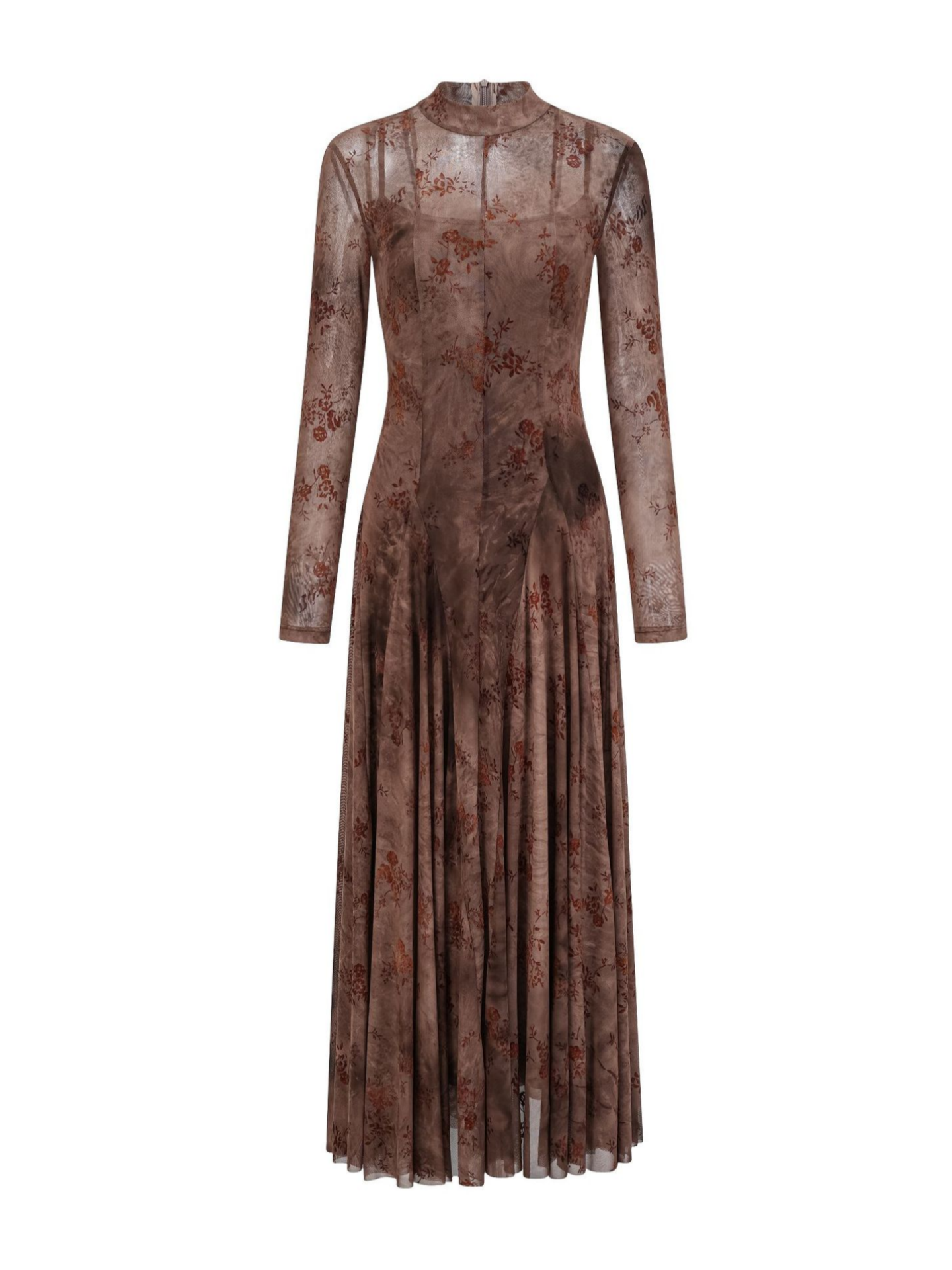 Cicinia Brown 2 Pieces Wedding Guest Dress A-line Long Sleeves Floral