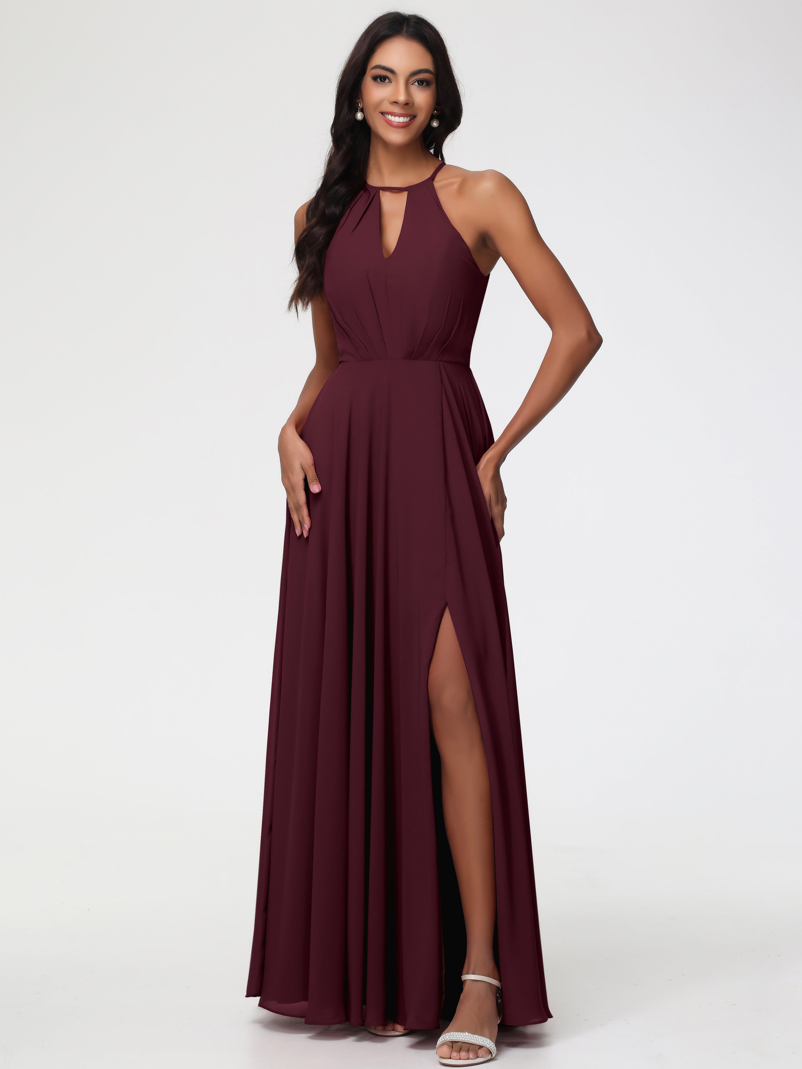 HOT ! Maxi Dress Chi Chi Bridesmaid Dresses Cabernet Bridesmaids Dresses Halter A-Line Sleeveless Floor Length Chiffon Bridesmaid Dresses With Slit HOT ! Maxi Dress Chi Chi Bridesmaid Dresses Cabernet Bridesmaids Dresses Halter A-Line Sleeveless Floor Length Chiffon Bridesmaid Dresses With Slit
