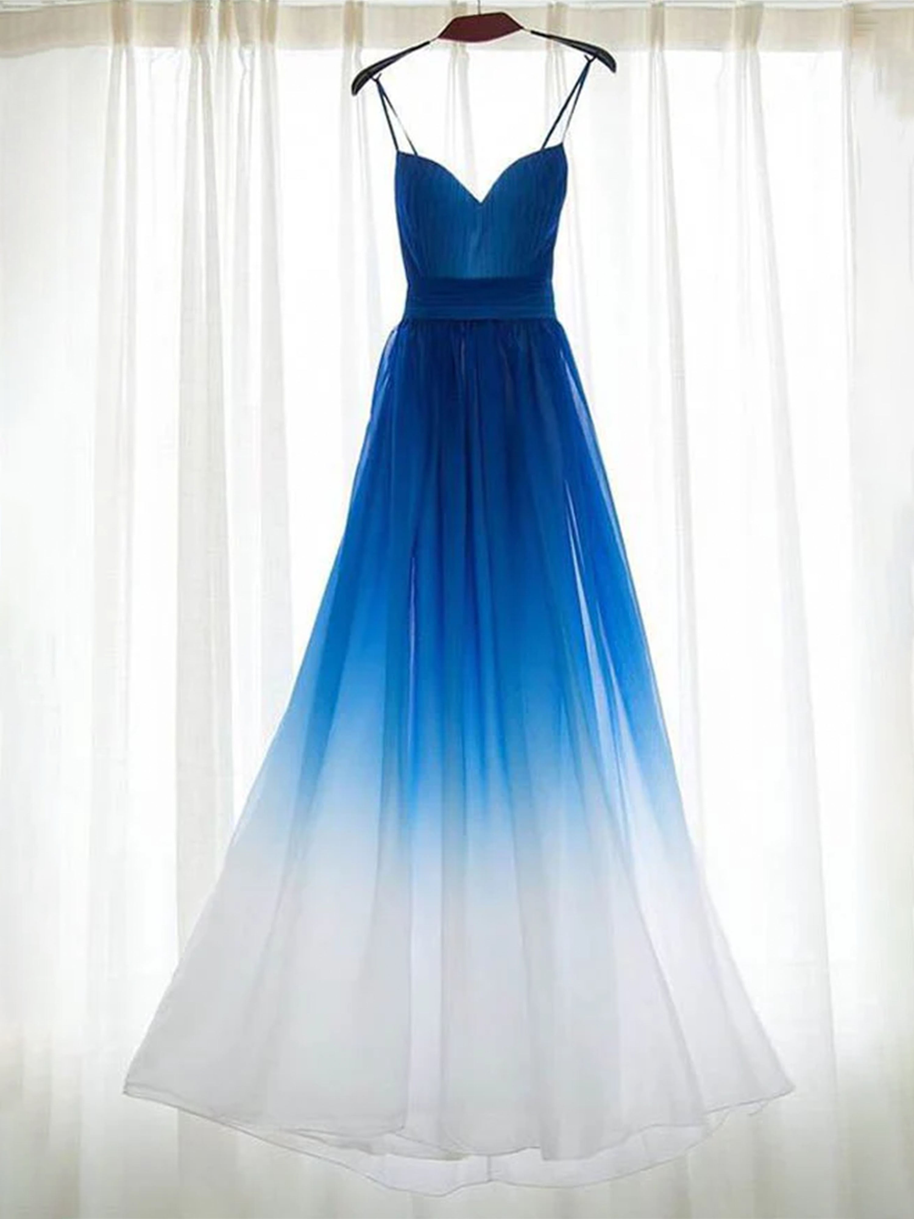 Ombre Chiffon Spaghetti Straps Sleeveless A Line Prom Dresses Ombre Chiffon Spaghetti Straps Sleeveless A Line Prom Dresses