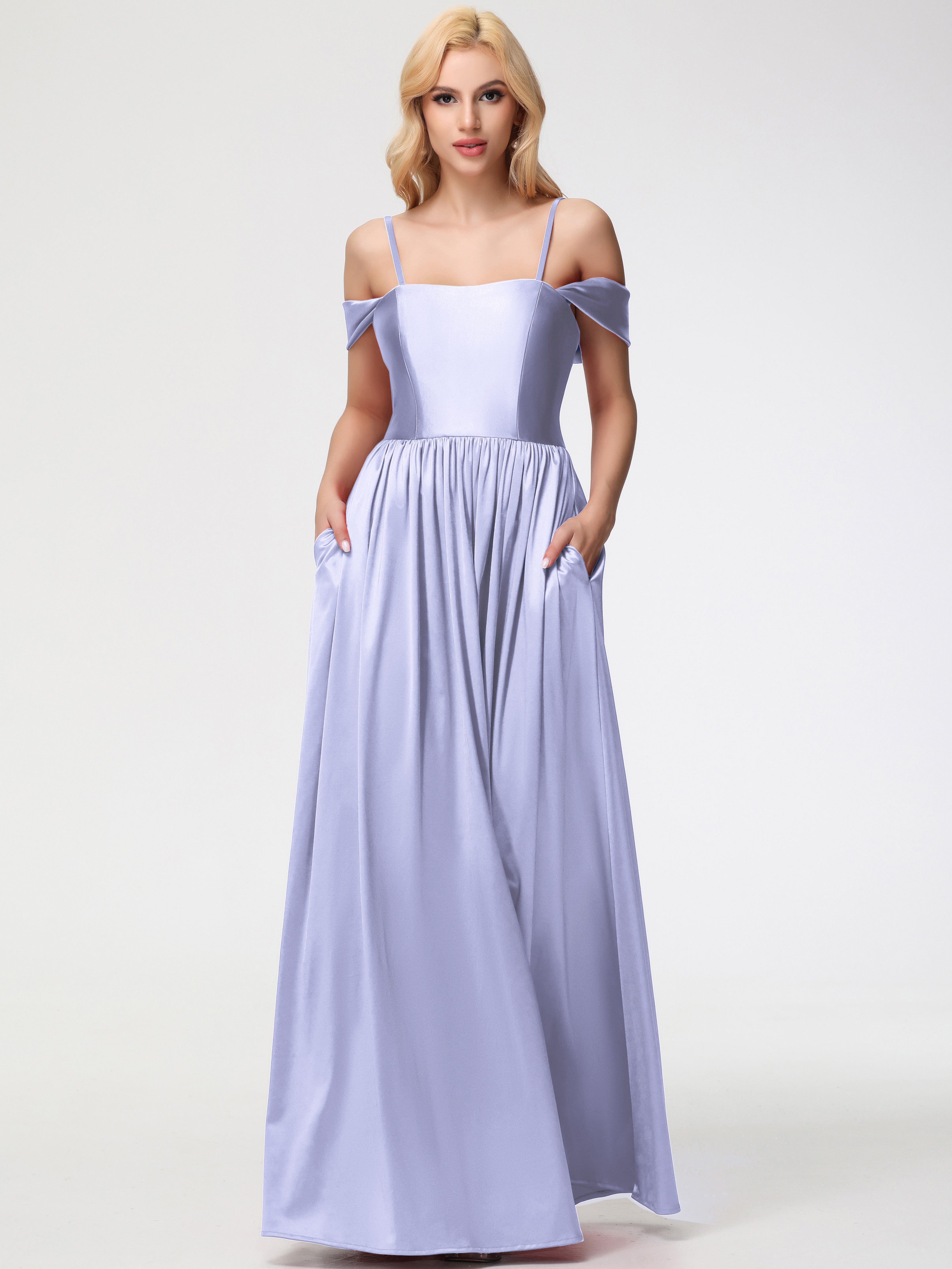 lavender bridesmaid dresses silk One Shoulder Short Sleeve Lilac Satin Side Slit Long Custom Bridesmaid Dresses , BN1295