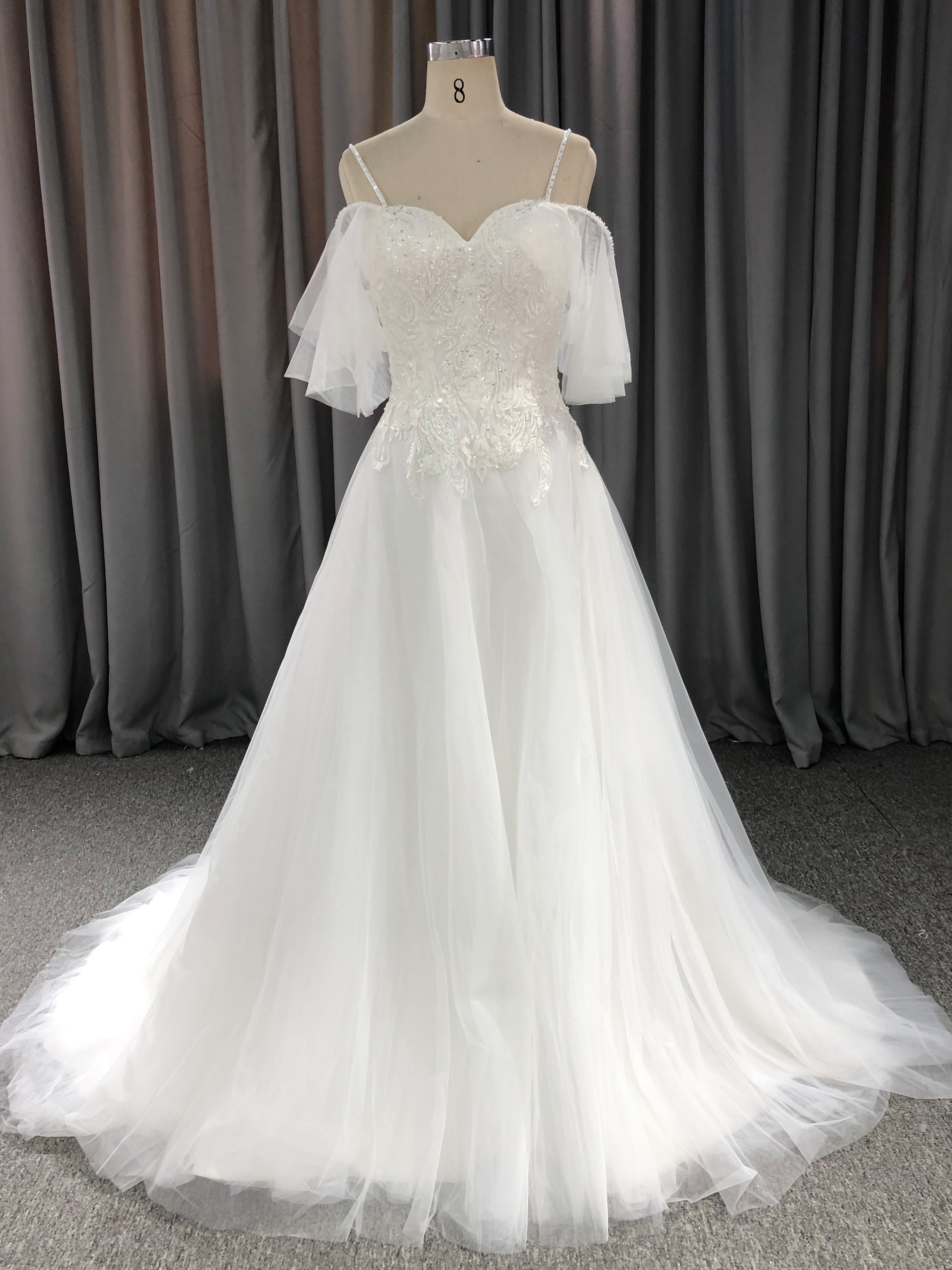 Off the Shoulder Sweetheart Beading Bodice A-Line Wedding Dress Off the Shoulder Sweetheart Beading Bodice A-Line Wedding Dress