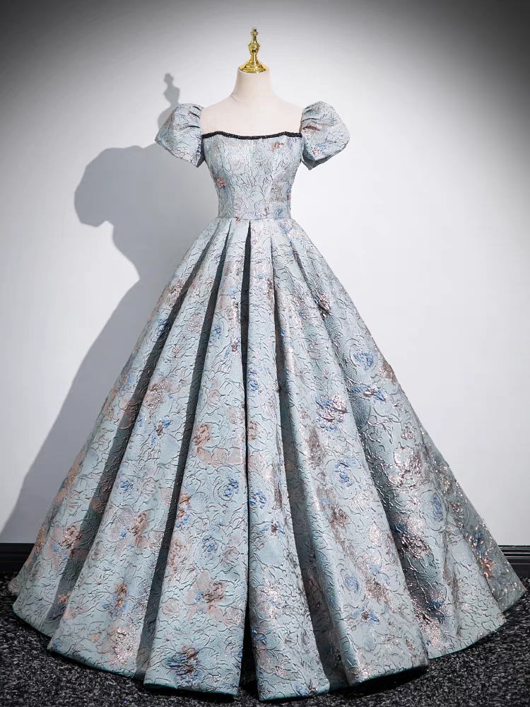 Palace Style Princess Bubble Sleeve Printed Satin Ball Gown Prom Dress Palace Style Princess Bubble Sleeve Printed Satin Ball Gown Prom Dress