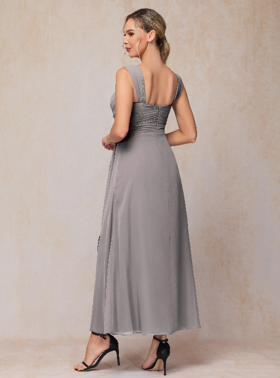 2 Pieces Ankle Length Chiffon Wedding Guest Dresses