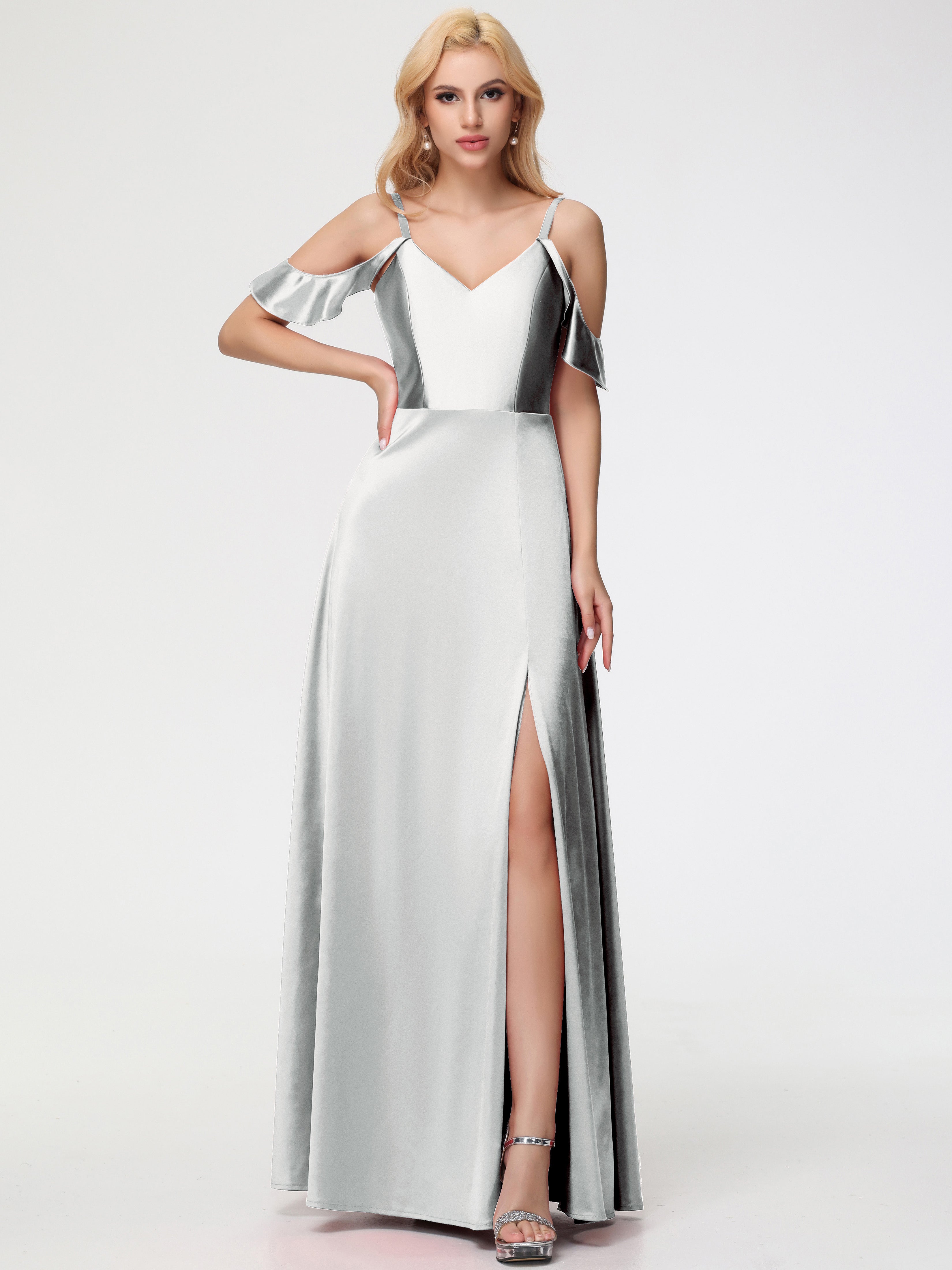 off the shoulder satin a line bridesmaid dress Off Shoulder A-Line Satin Maxi Bridesmaid Dress for Elegant Occasions