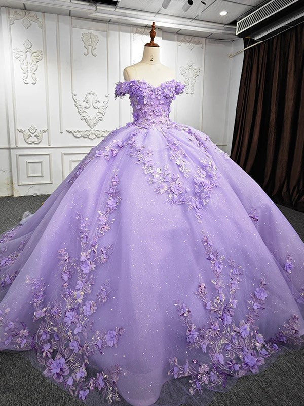 Romantic Quinceanera Dresses Beading Prom Dresses with 3D Flower Appliques Ball Gown Romantic Quinceanera Dresses Beading Prom Dresses with 3D Flower Appliques Ball Gown