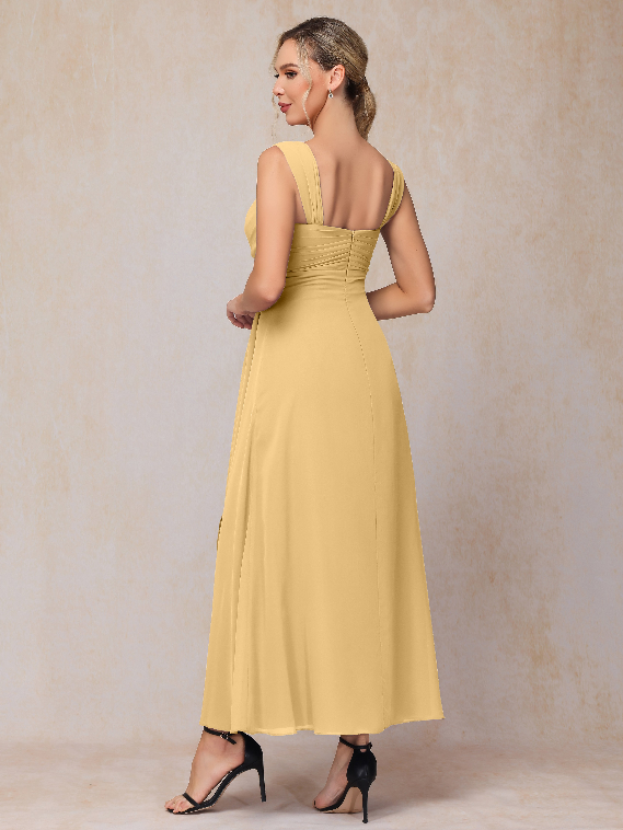 2 Pieces Ankle Length Chiffon Wedding Guest Dresses