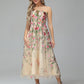 Strapless Floral Lace Tea Length Prom Dresses