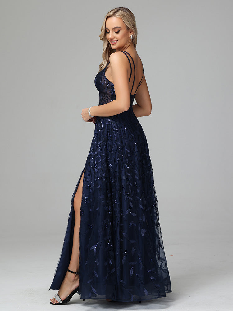 V Neck Spaghetti Straps Lace Appliques Mother of the Groom Dresses