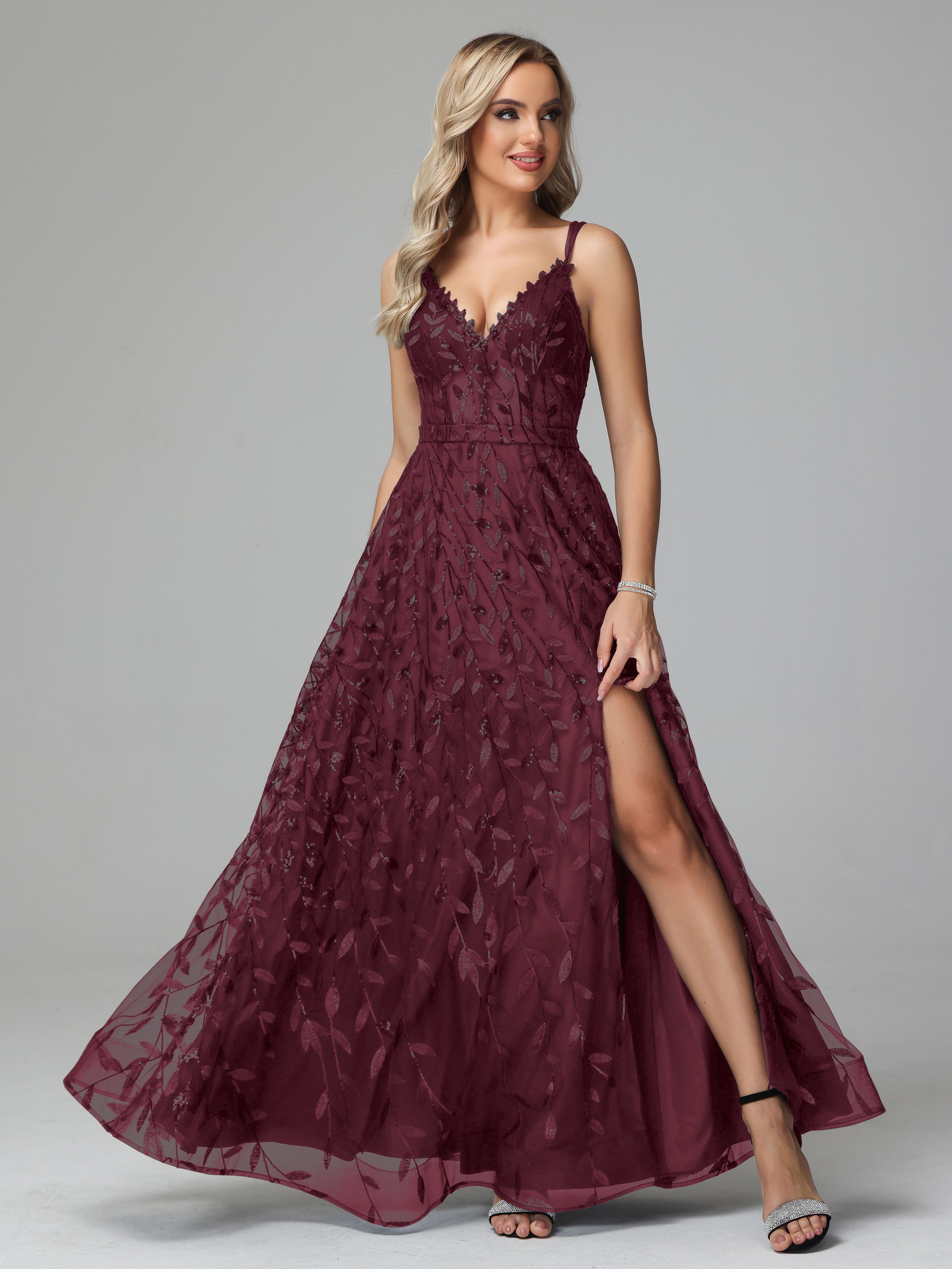 V Neck Spaghetti Straps Lace Appliques Mother of the Groom Dresses