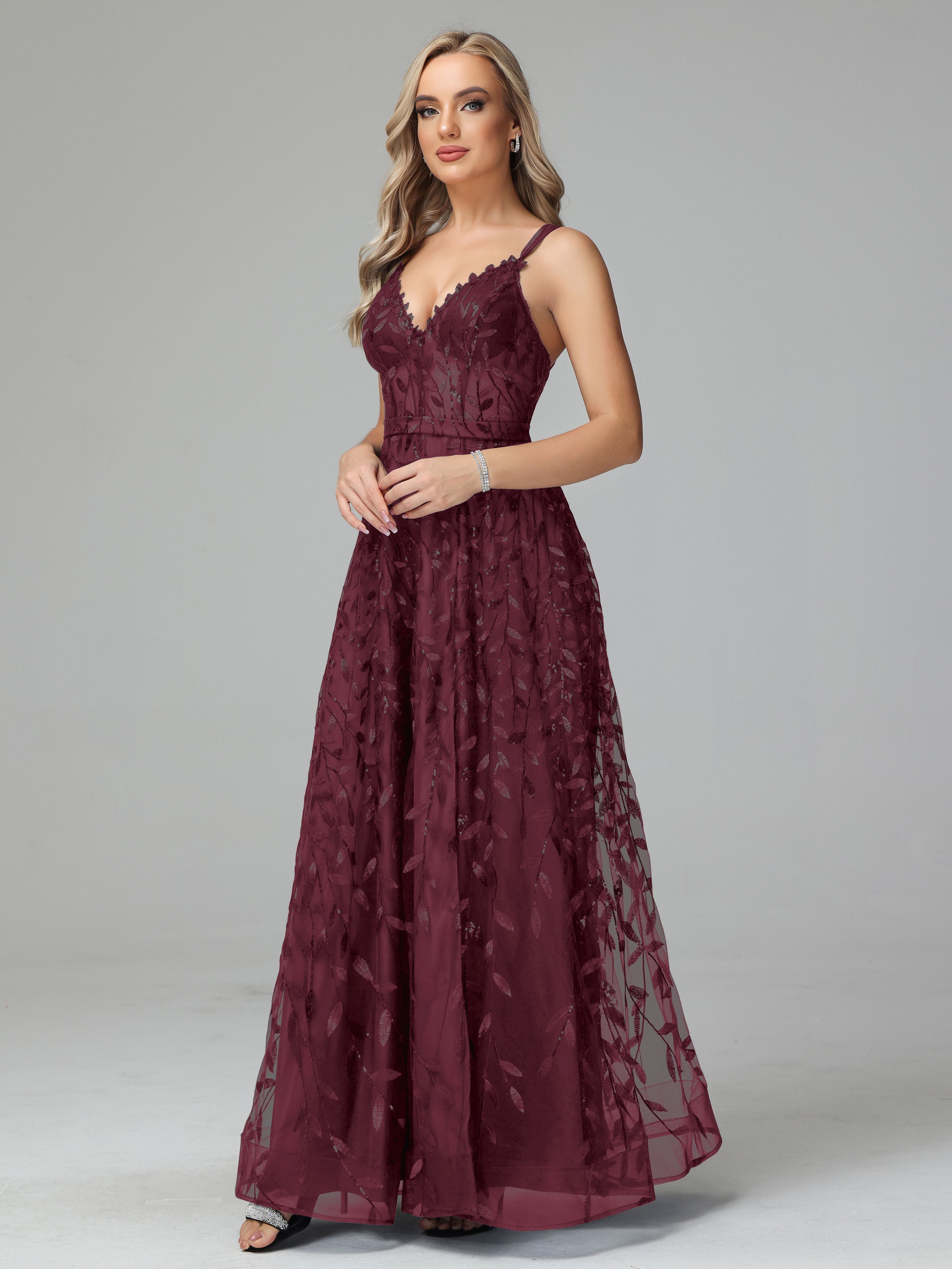 V Neck Spaghetti Straps Lace Appliques Mother of the Groom Dresses