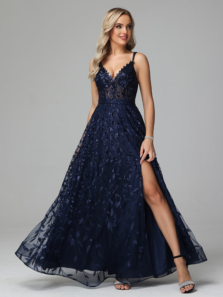 V Neck Spaghetti Straps Lace Appliques Mother of the Groom Dresses