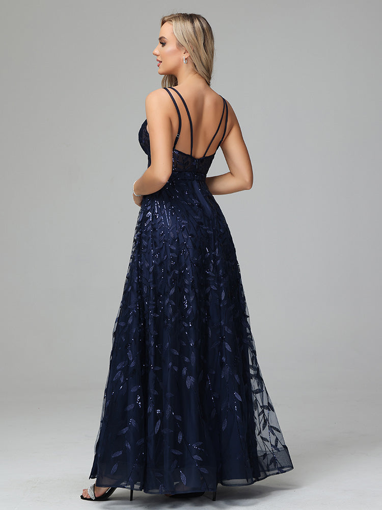 V Neck Spaghetti Straps Lace Appliques Mother of the Groom Dresses