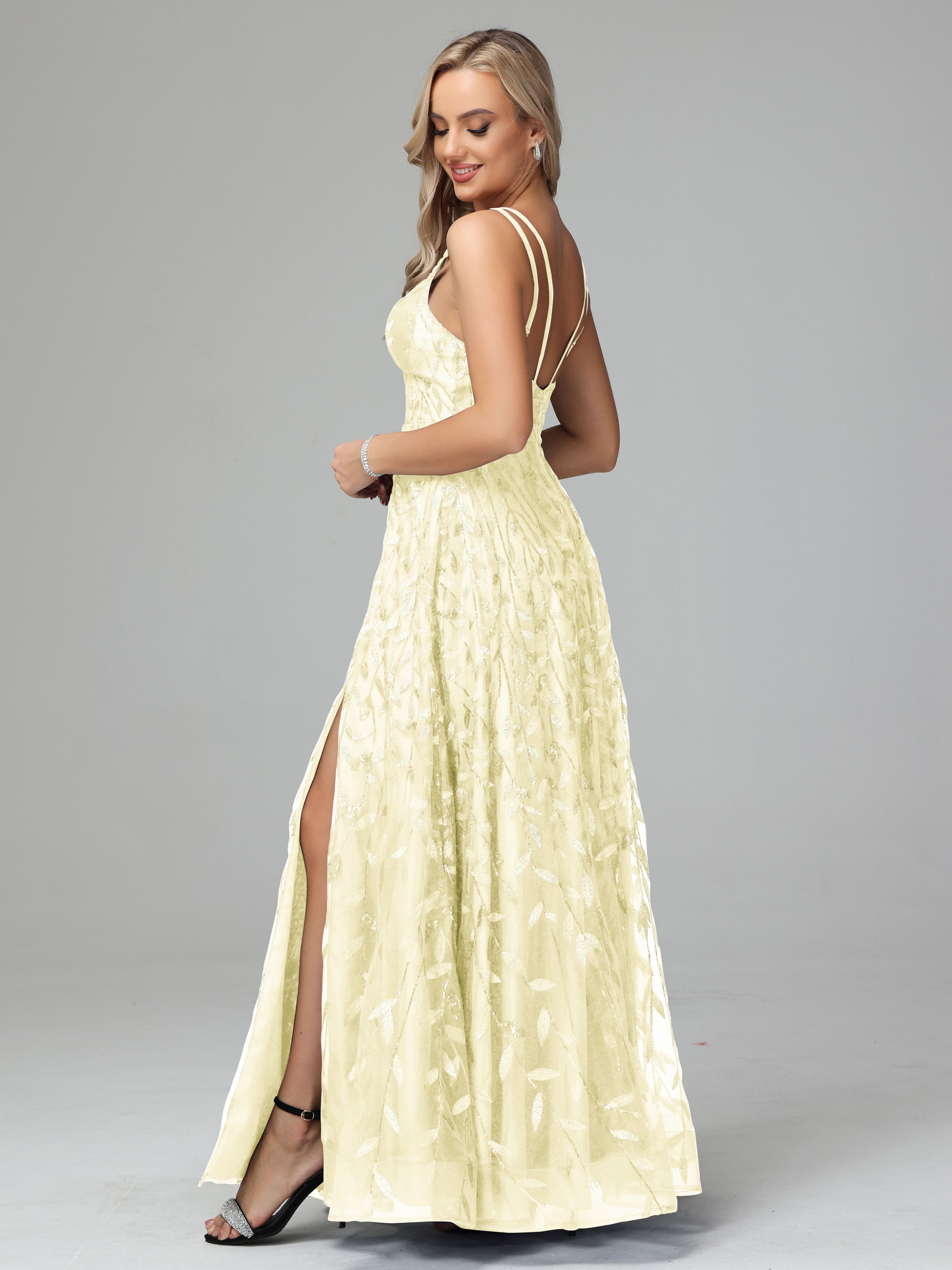 V Neck Spaghetti Straps Lace Appliques Mother of the Groom Dresses