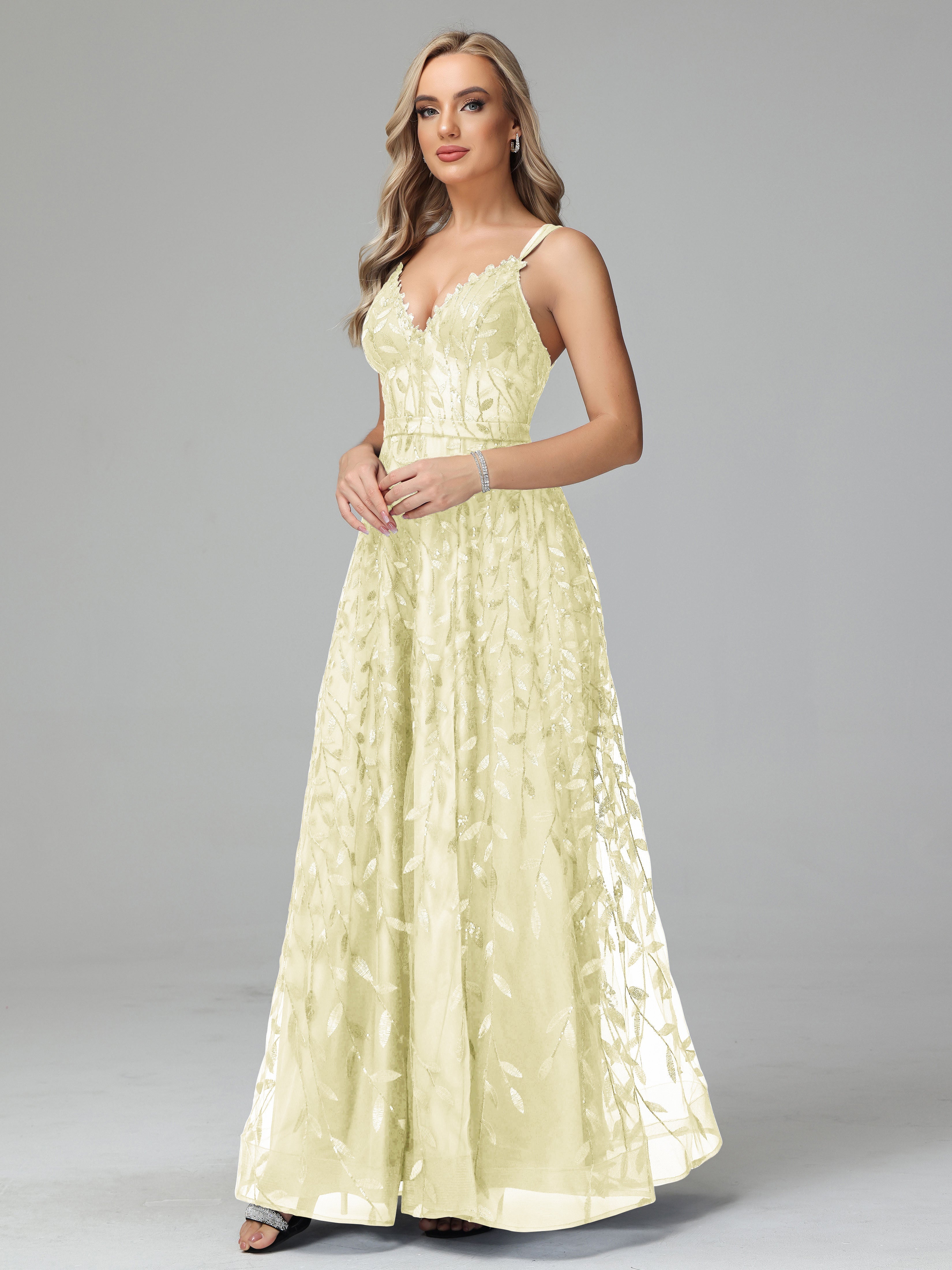 V Neck Spaghetti Straps Lace Appliques Mother of the Groom Dresses