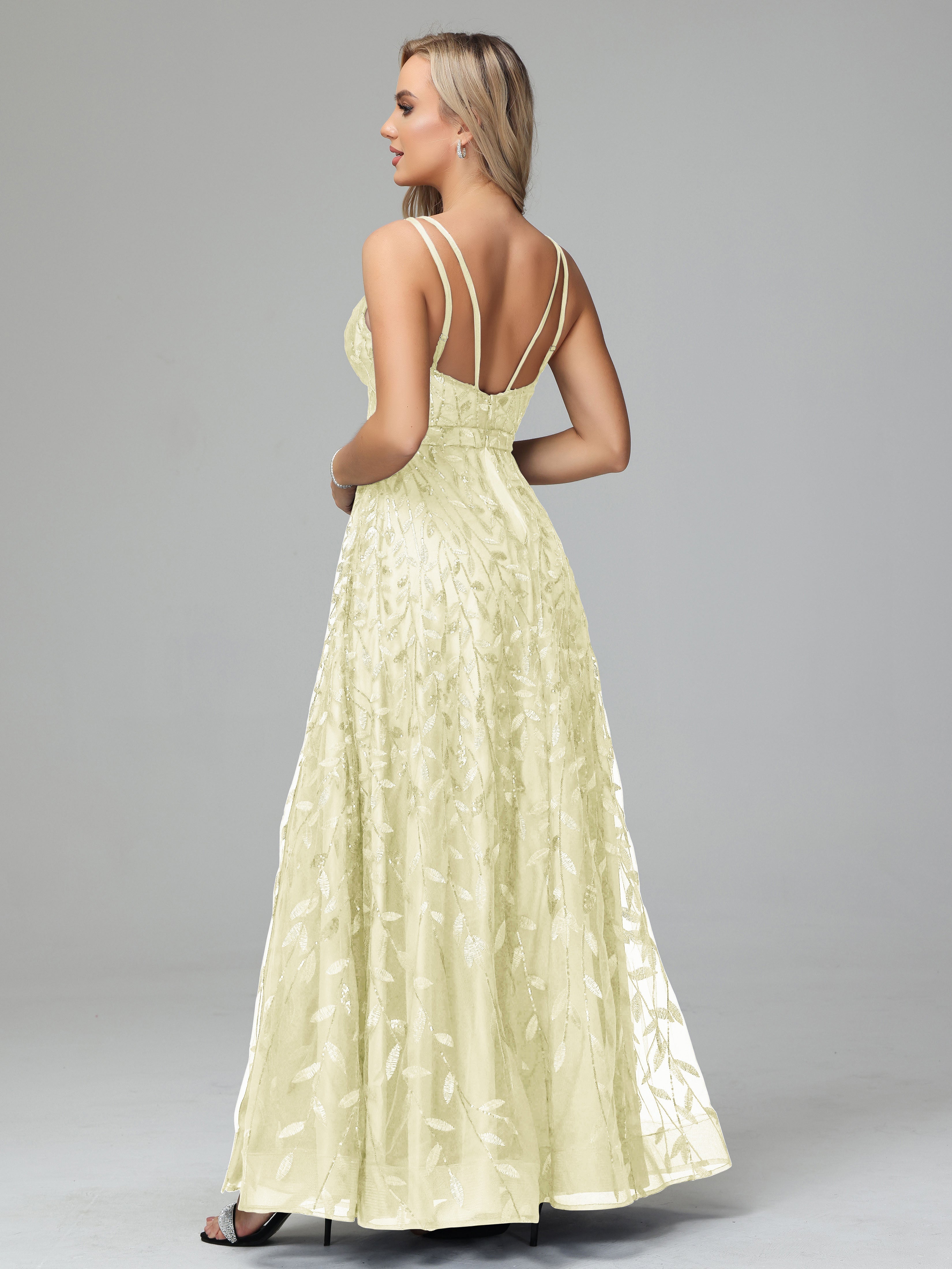 V Neck Spaghetti Straps Lace Appliques Mother of the Groom Dresses