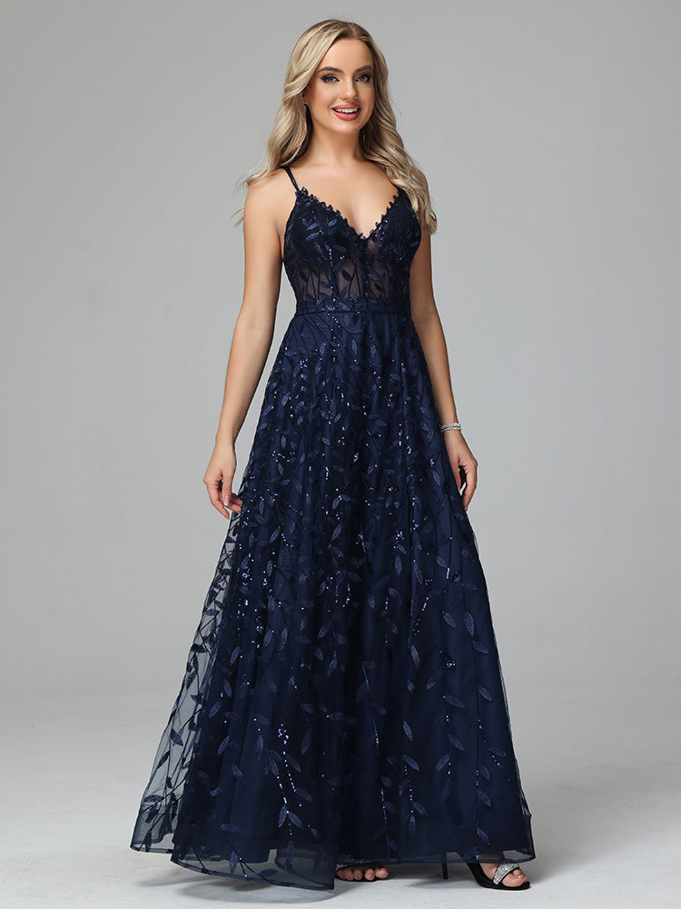 V Neck Spaghetti Straps Lace Appliques Mother of the Groom Dresses