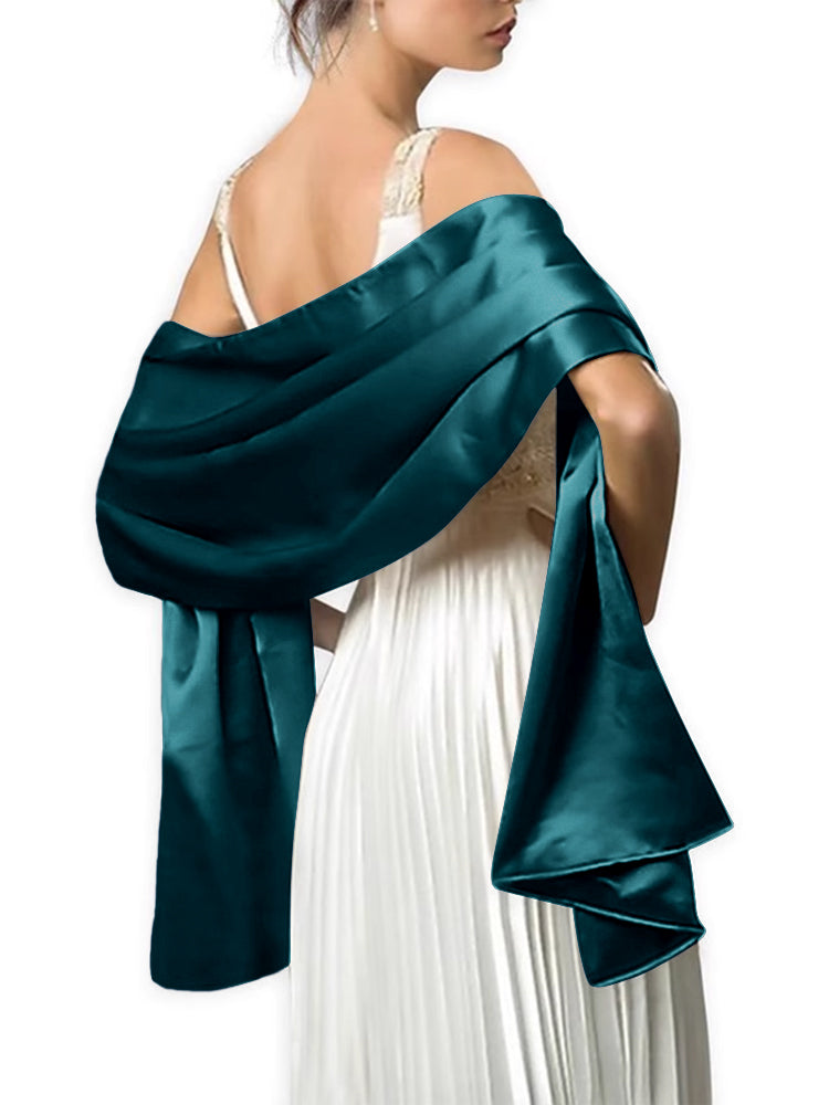 Cicinia Soft Satin Shawl, Peacock Cicinia Soft Satin Shawl, Peacock