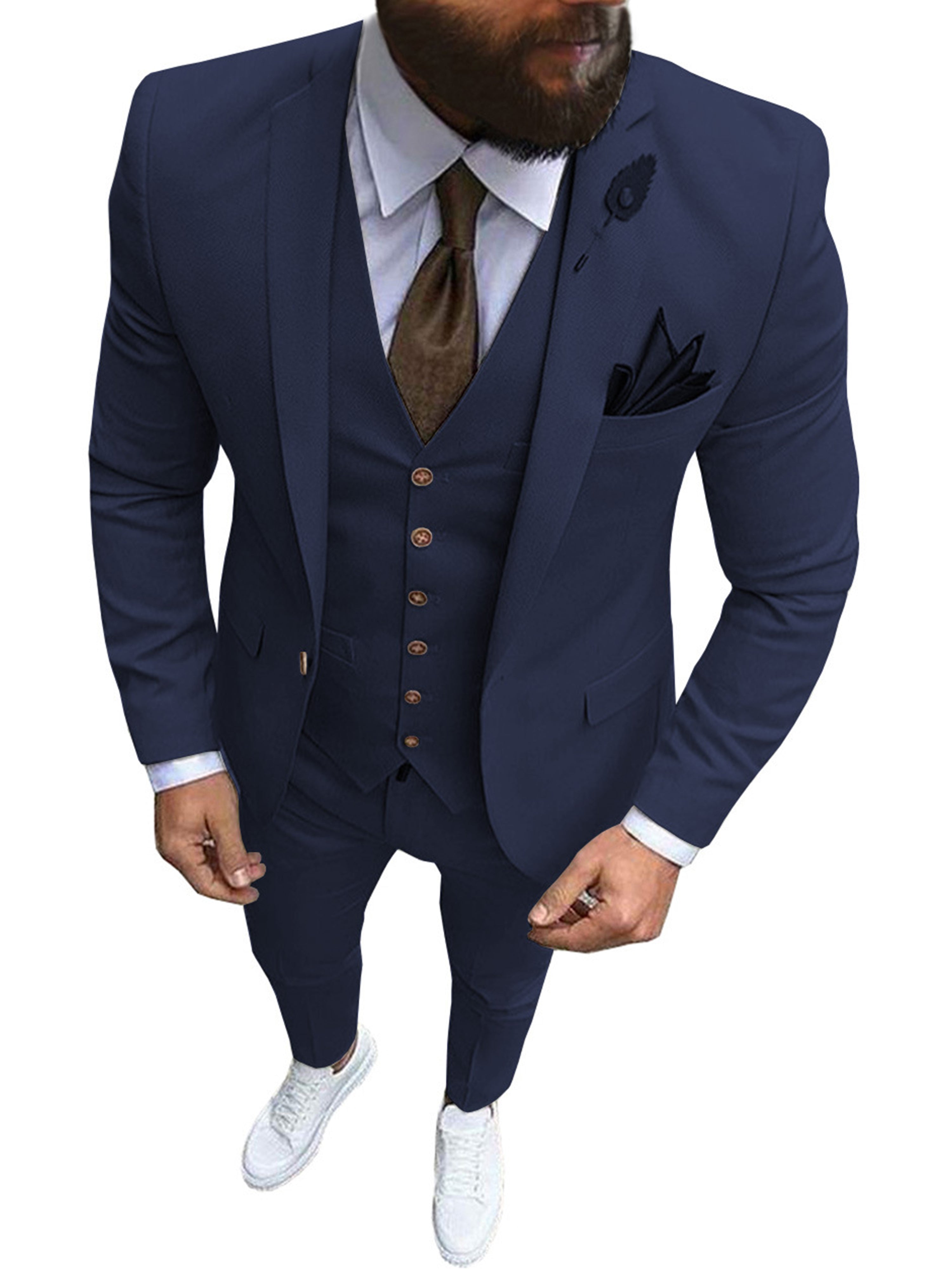 Solid Pieces Men's Suits Formal Wear Professional Business Casual