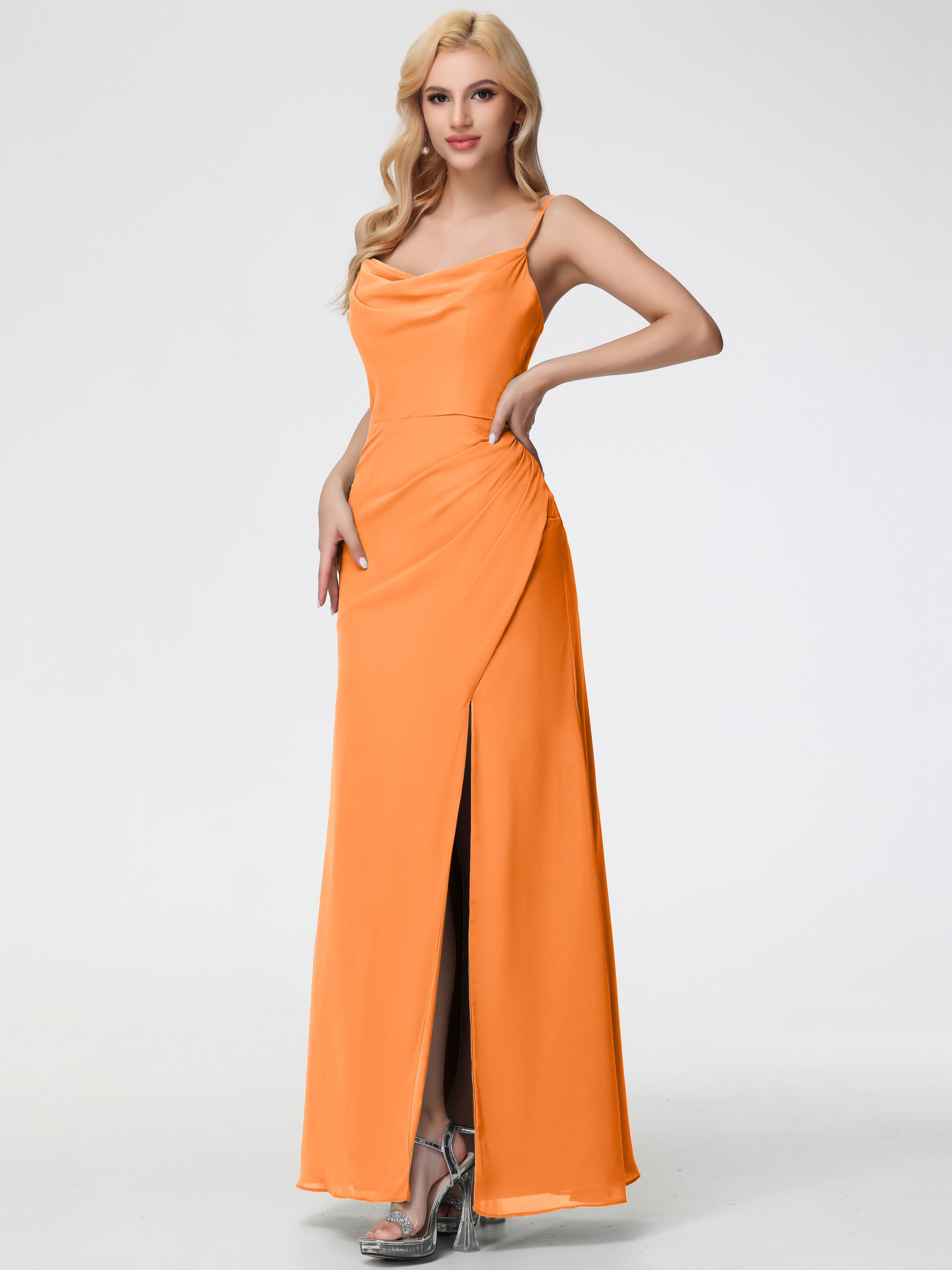 orange cowl neck dress Plus Size Twisted Halter Cowl Neck Maxi Dress