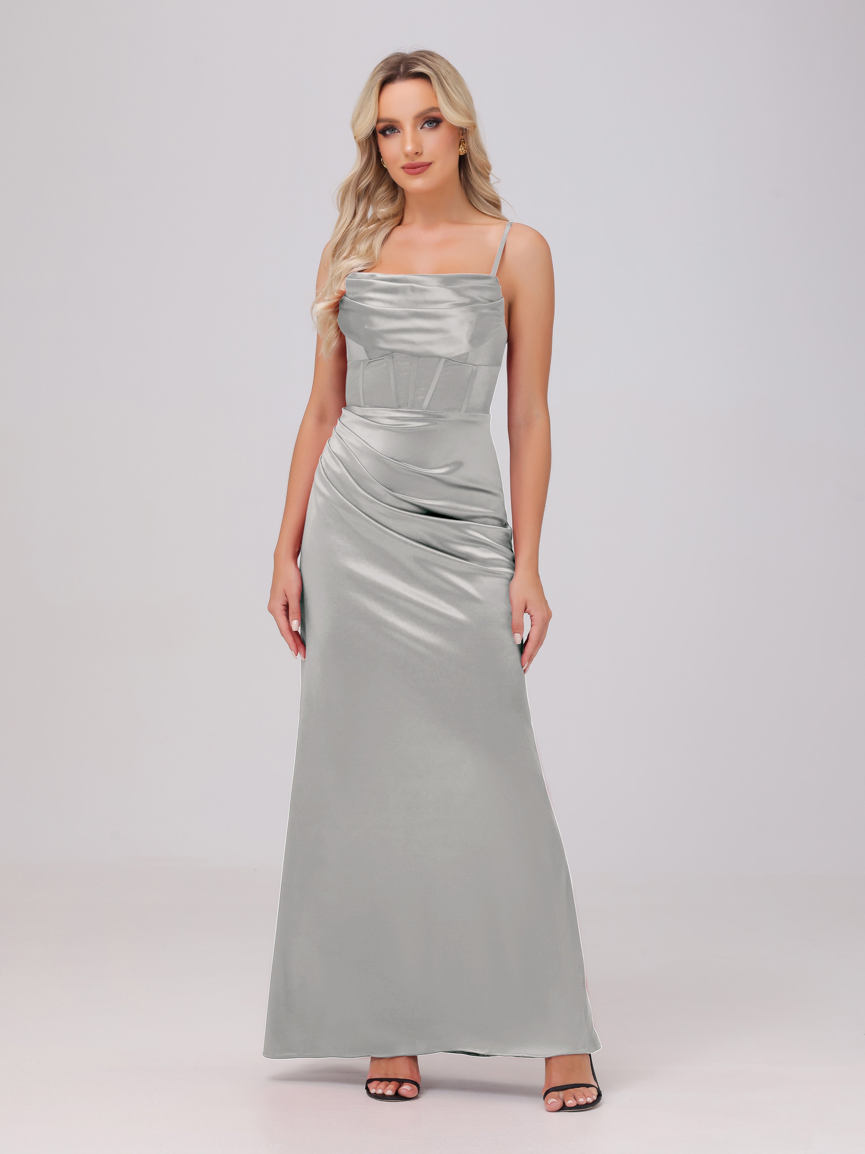 silver sparkly bridesmaid dresses Trumpet/Mermaid One Shoulder Sleeveless Pleats Stretch Satin Bridesmaid Dresses With Split On dresses Bridesmaids - The Tres Chic