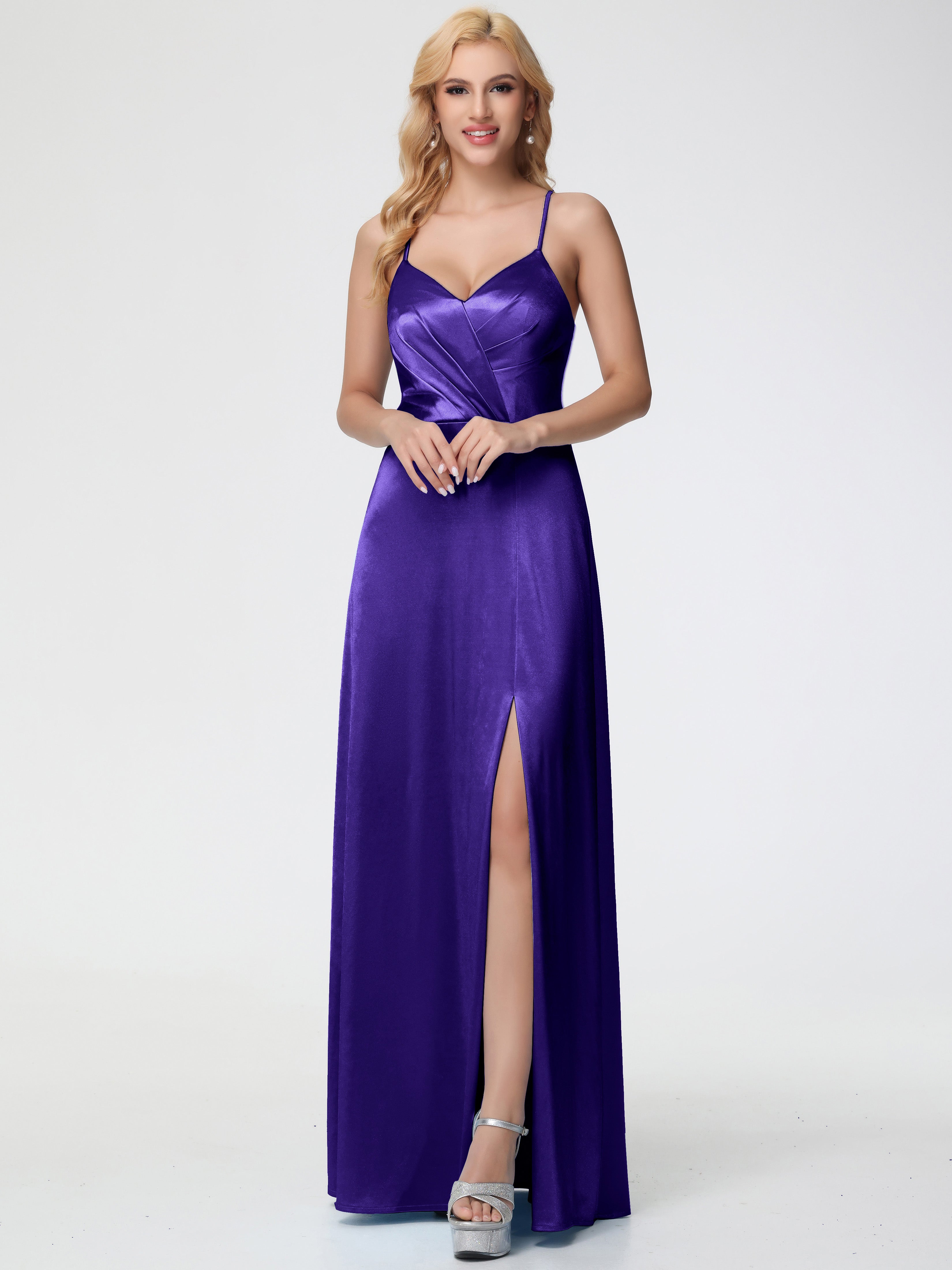 Regency Formal Dresses Spaghetti Straps V-Neck Pleated Open Back Stret Regency Formal Dresses Spaghetti Straps V-Neck Pleated Open Back Stret
