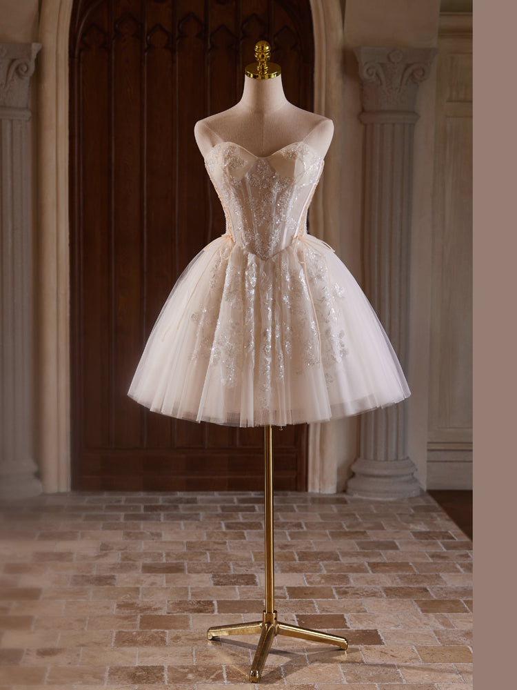 Strapless Sweetheart Ivory Short Homecoming Dresses Strapless Sweetheart Ivory Short Homecoming Dresses