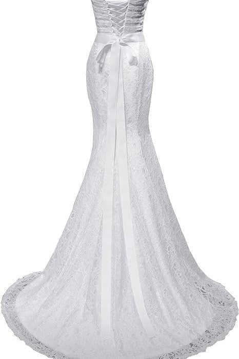 Elegant Strapless Lace Up Long Mermaid Wedding Dress