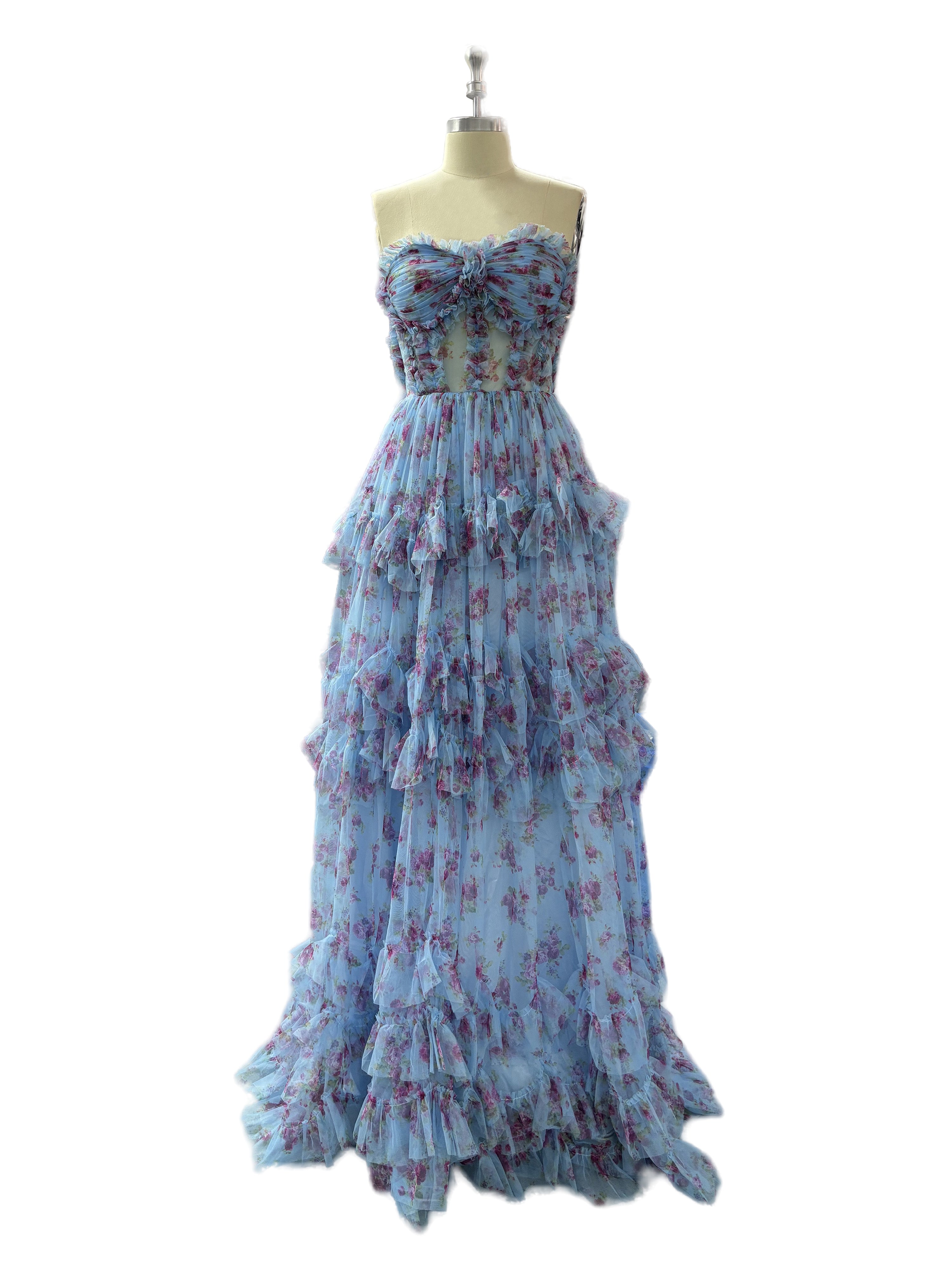 Sweetheart Floral Printed Ruffles Chiffon Prom Dresses Sweetheart Floral Printed Ruffles Chiffon Prom Dresses