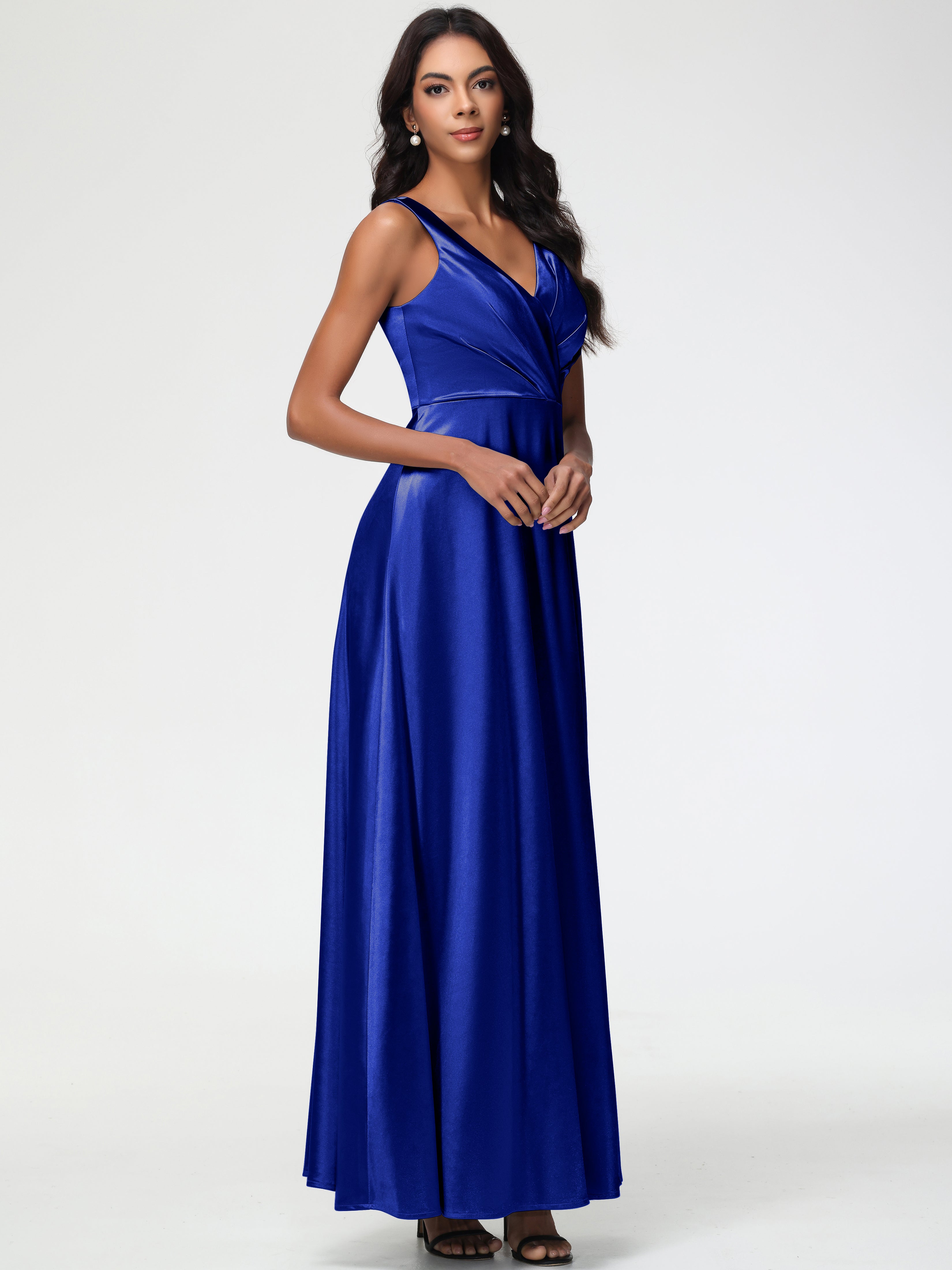 Royal Blue Formal Dresses Boohoo Sleeveless Stretch Satin V-Neck Floor Length A Line Long Stretch Satin Formal Dresses Royal Blue Formal Dresses Boohoo Sleeveless Stretch Satin V-Neck Floor Length A Line Long Stretch Satin Formal Dresses