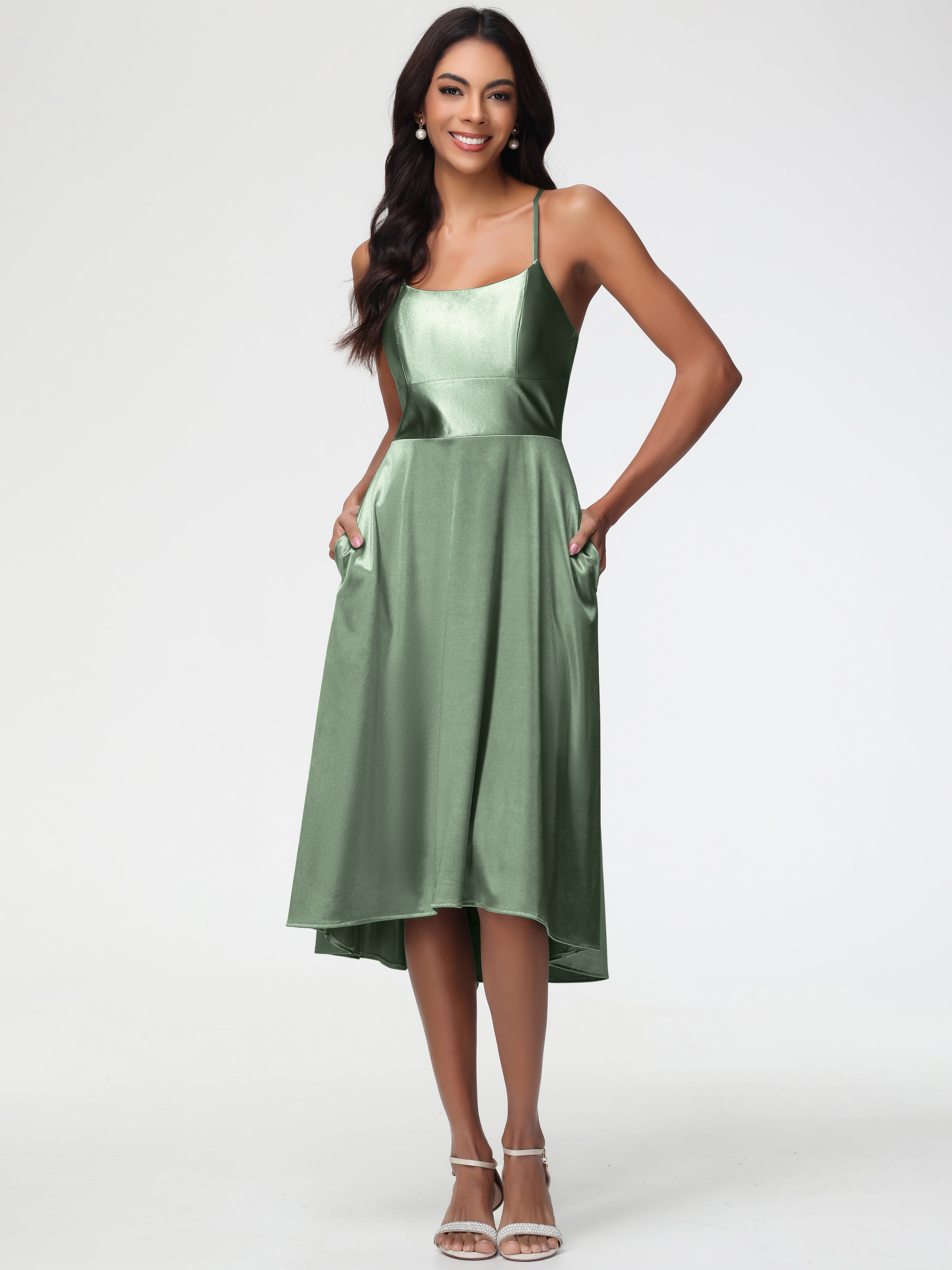 Wedding Dusty Sage Green Bridesmaid Dresses Minimalist A Line Spaghetti Straps Sleeveless Stretch Satin Bridesmaid Dress Wedding Dusty Sage Green Bridesmaid Dresses Minimalist A Line Spaghetti Straps Sleeveless Stretch Satin Bridesmaid Dress